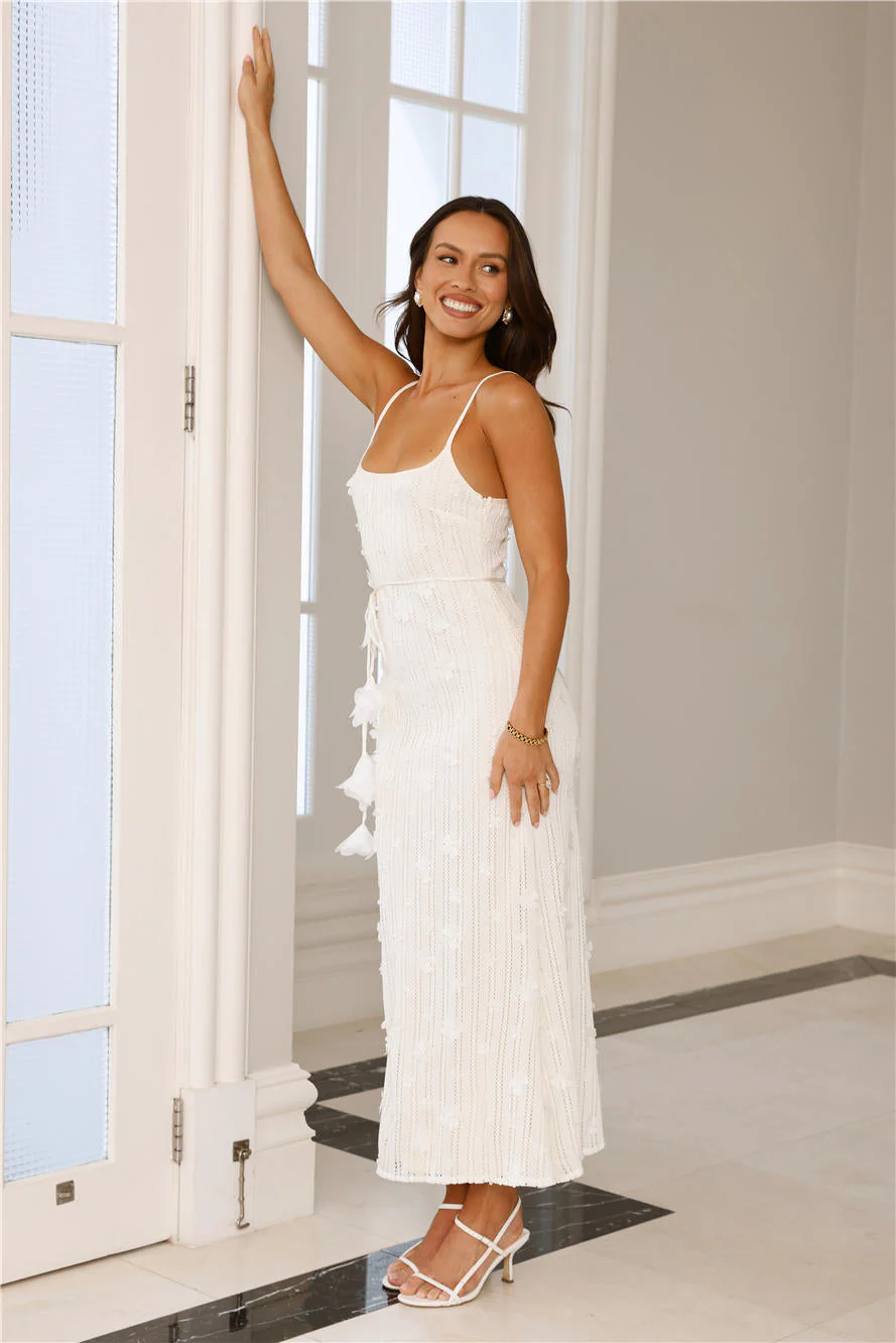 Delicately Divine Knit Maxi Dress Cream
