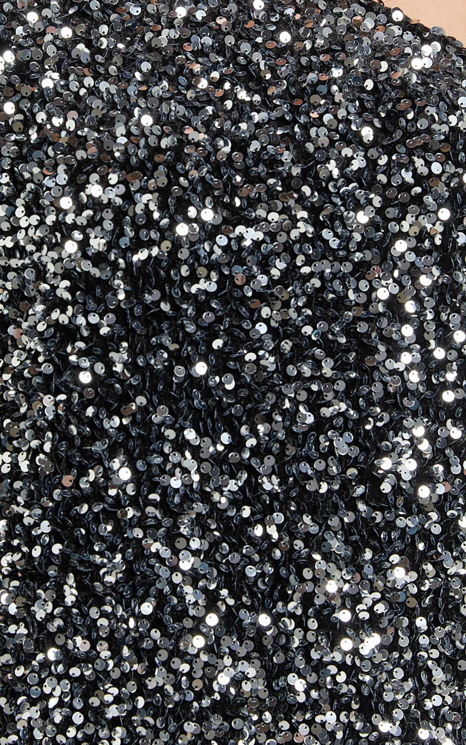 Katrine Mini Dress - Off Shoulder Shift Sequin Dress in Black