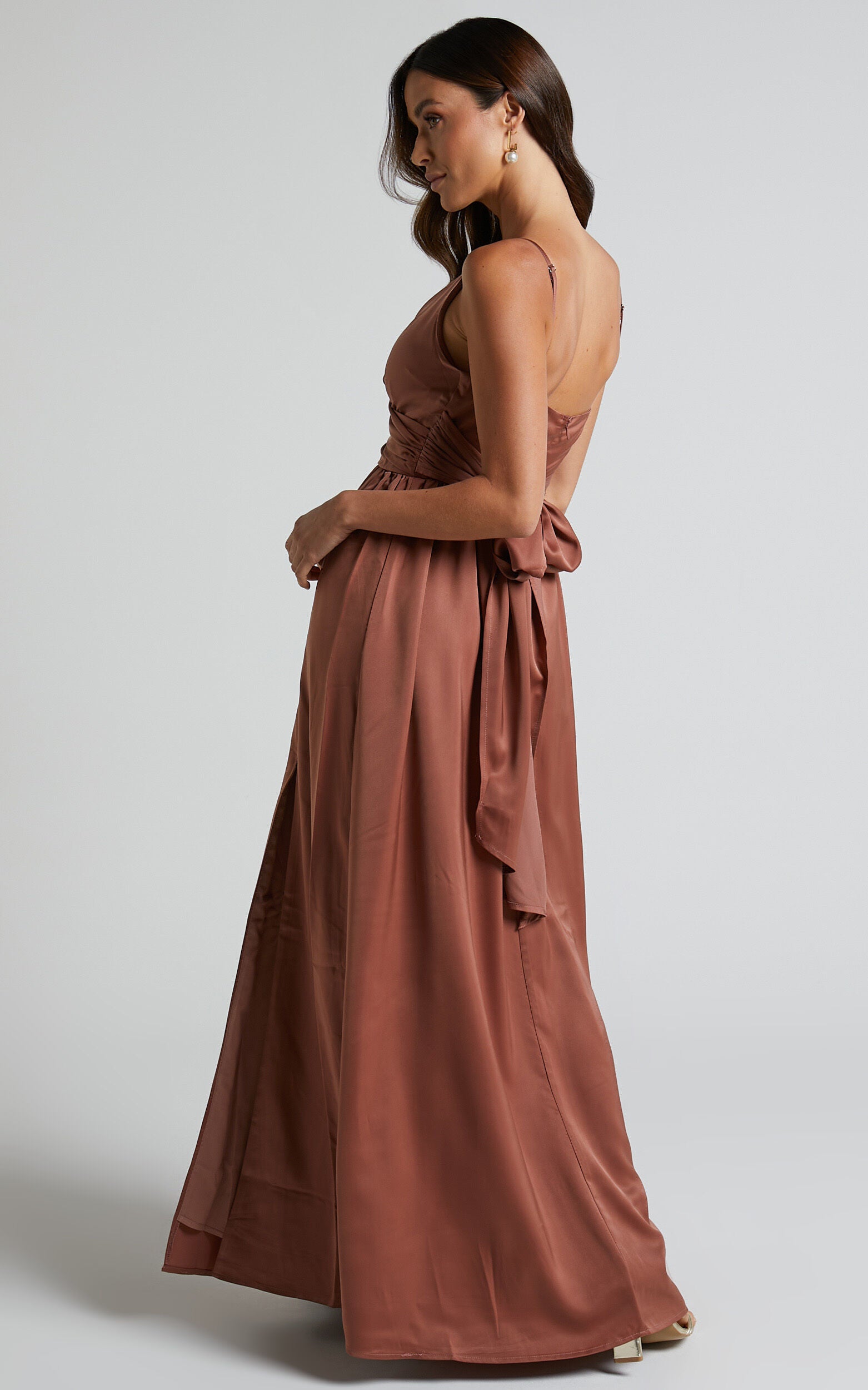 Revolve Around Me Midi Dress - V Neck Wrap Dress in Dusty Rose