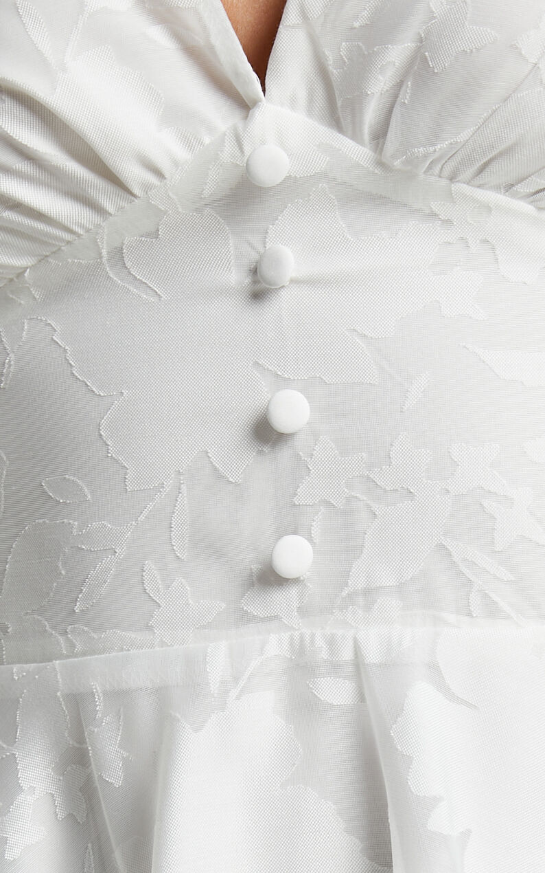 Jammae Mini Dress - Puff Sleeve Dress in White