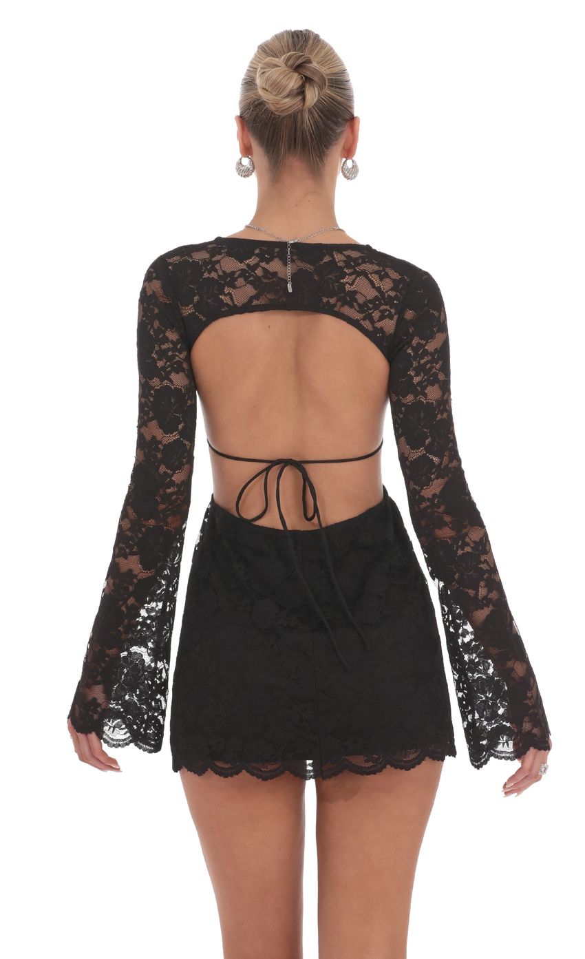 Lace Cutout Dress in Black