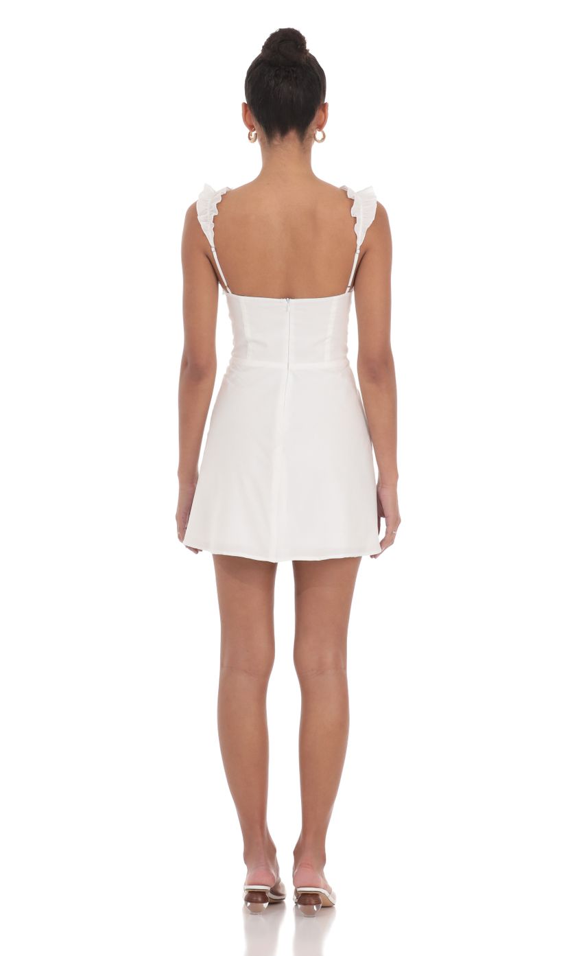 Ruffle Strap A-line Dress in White