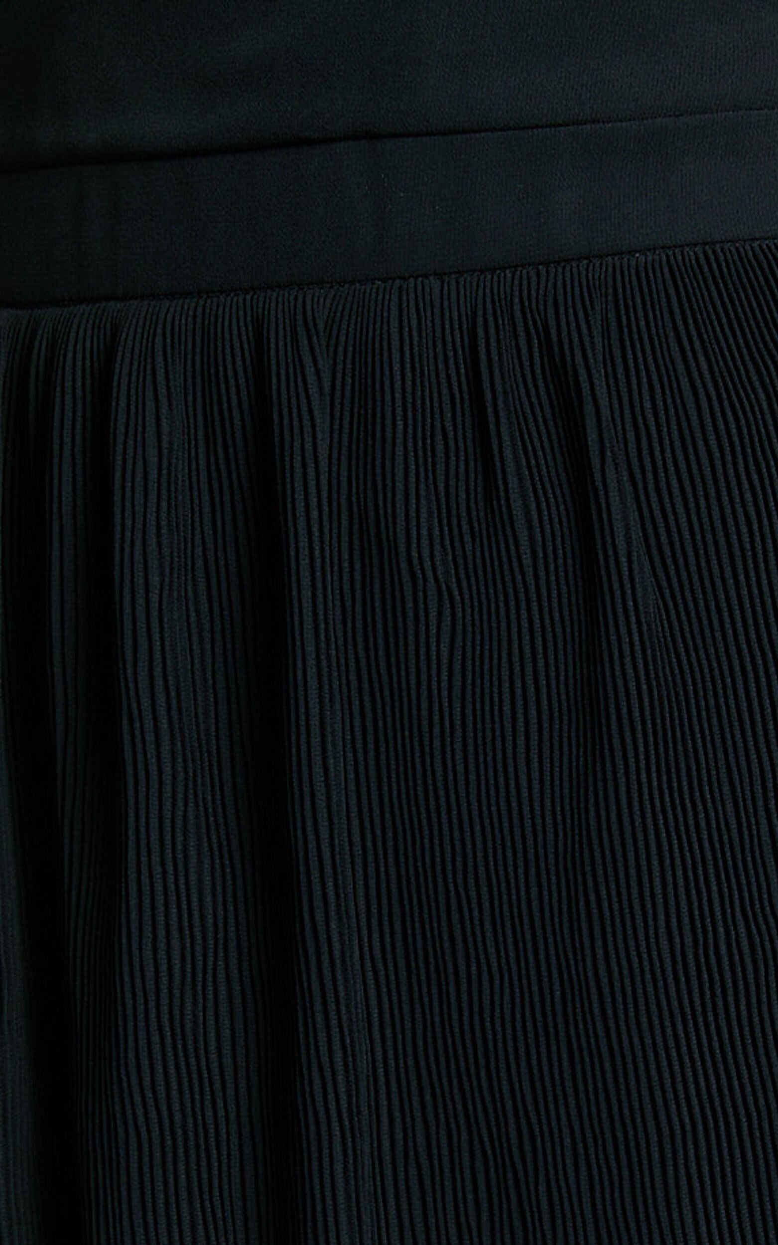 Nina Midi Dress - Bustier Frill Detail Dress in Black