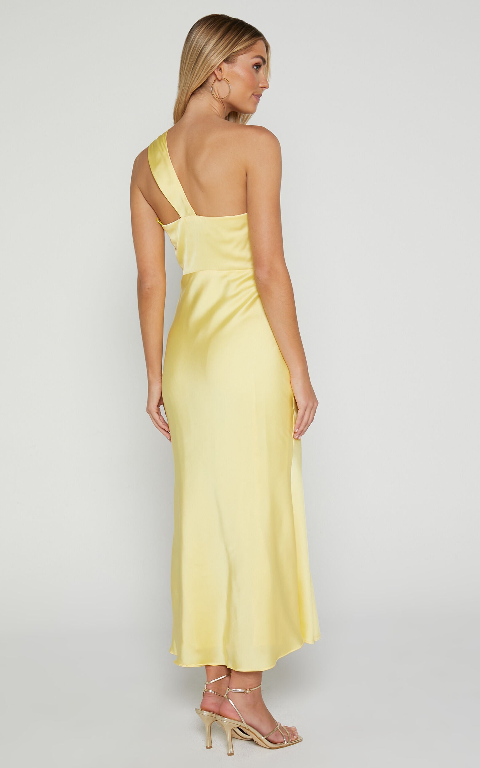 Carmella Midi Dress - One Shoulder Twist Detail Dress in Butter Yellow