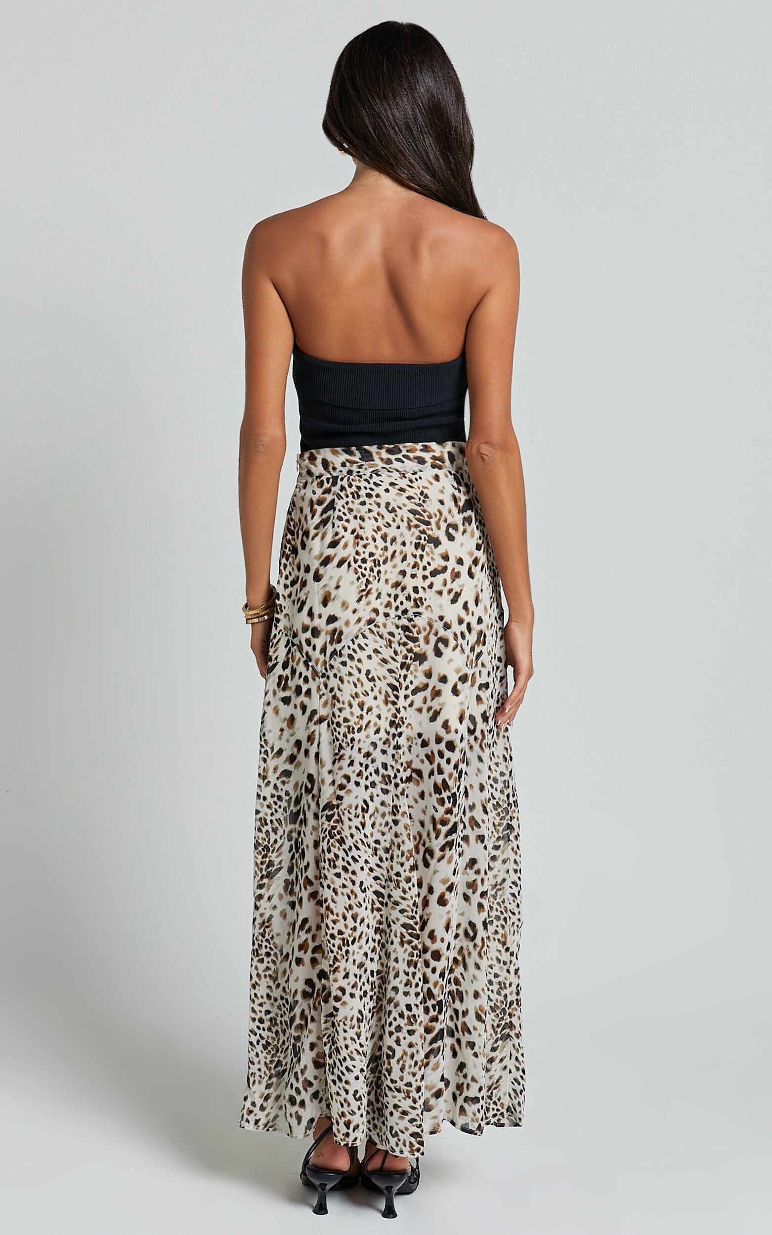RIVA MAXI SKIRT - HIGH WAISTED FLARE SKIRT in Animal Print