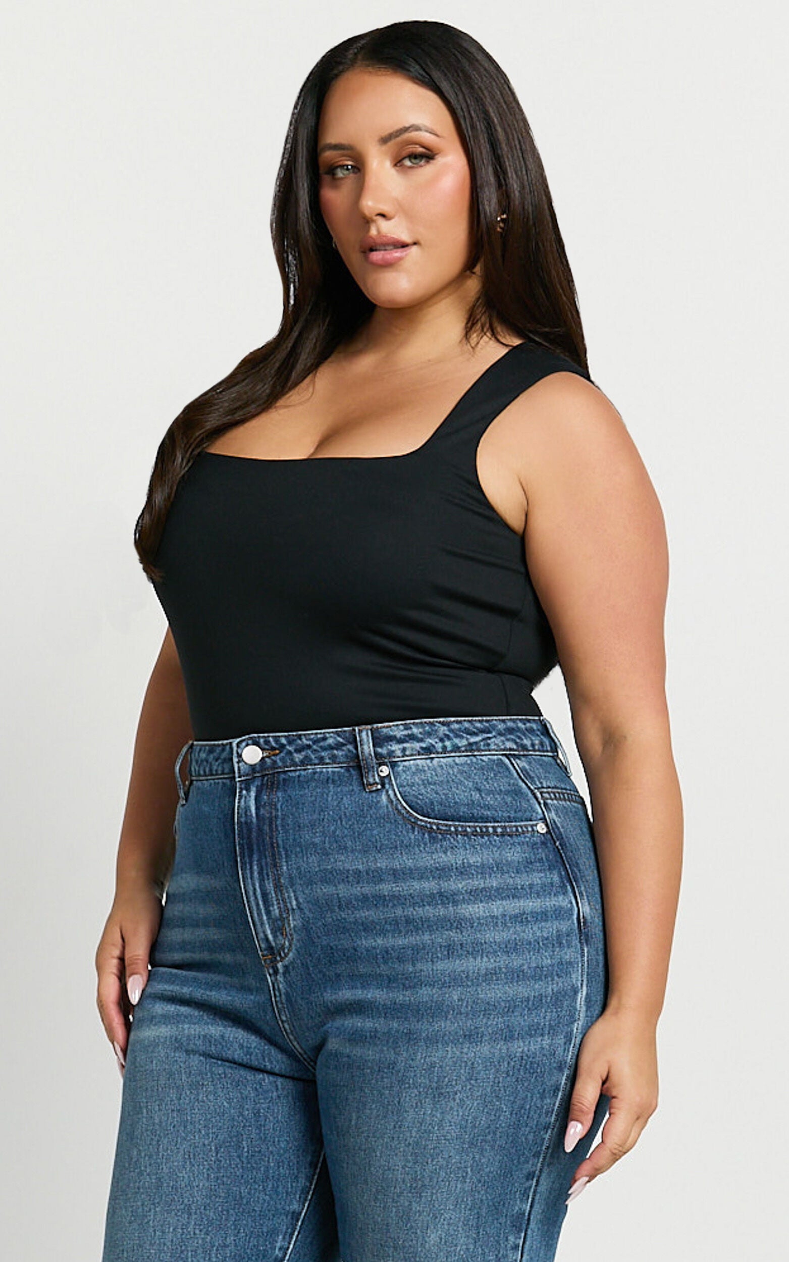 Ophelia Top - Square Neck Jersey Top in Black