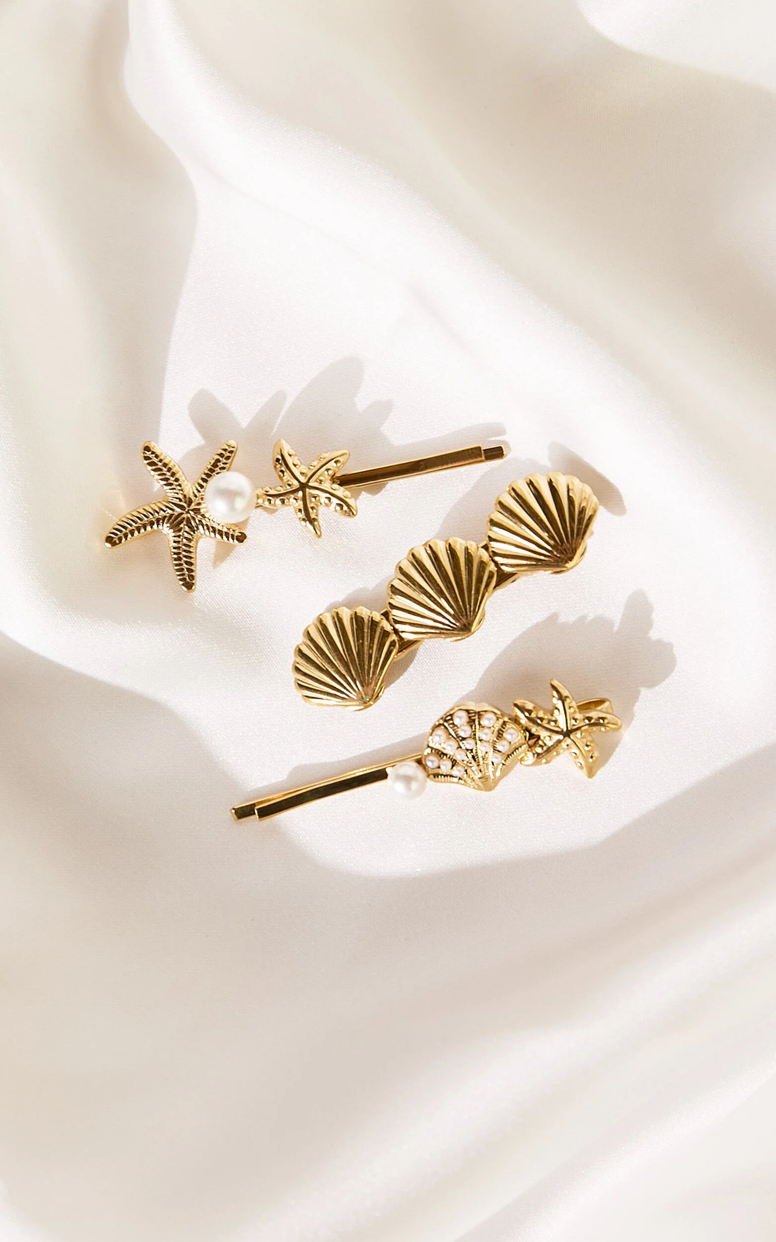 Georgie Seashell Hair Clip Pack in Gold
