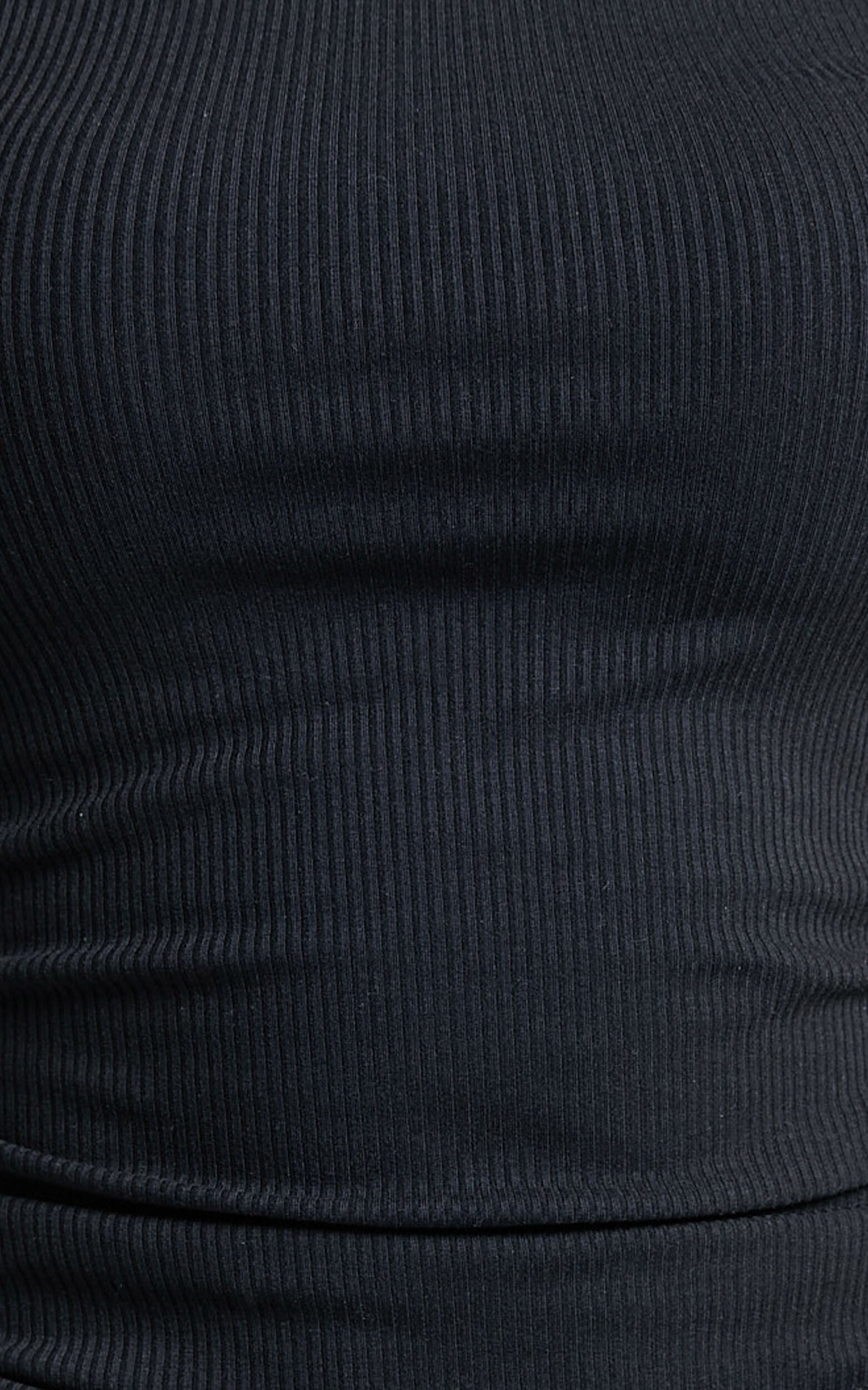 Carly Midi Dress - High Neck Ruched Dress in Black