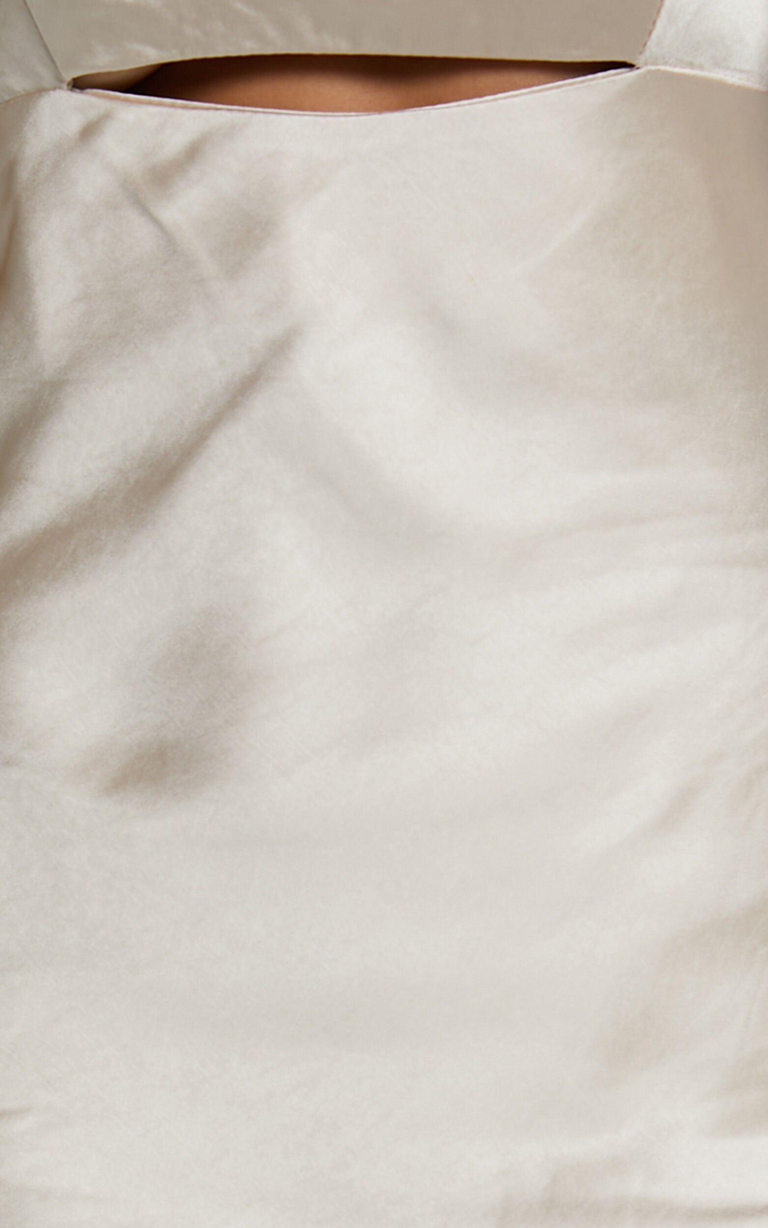 Kira Midi Dress - Strapless Cut Out Satin Dress in Champagne