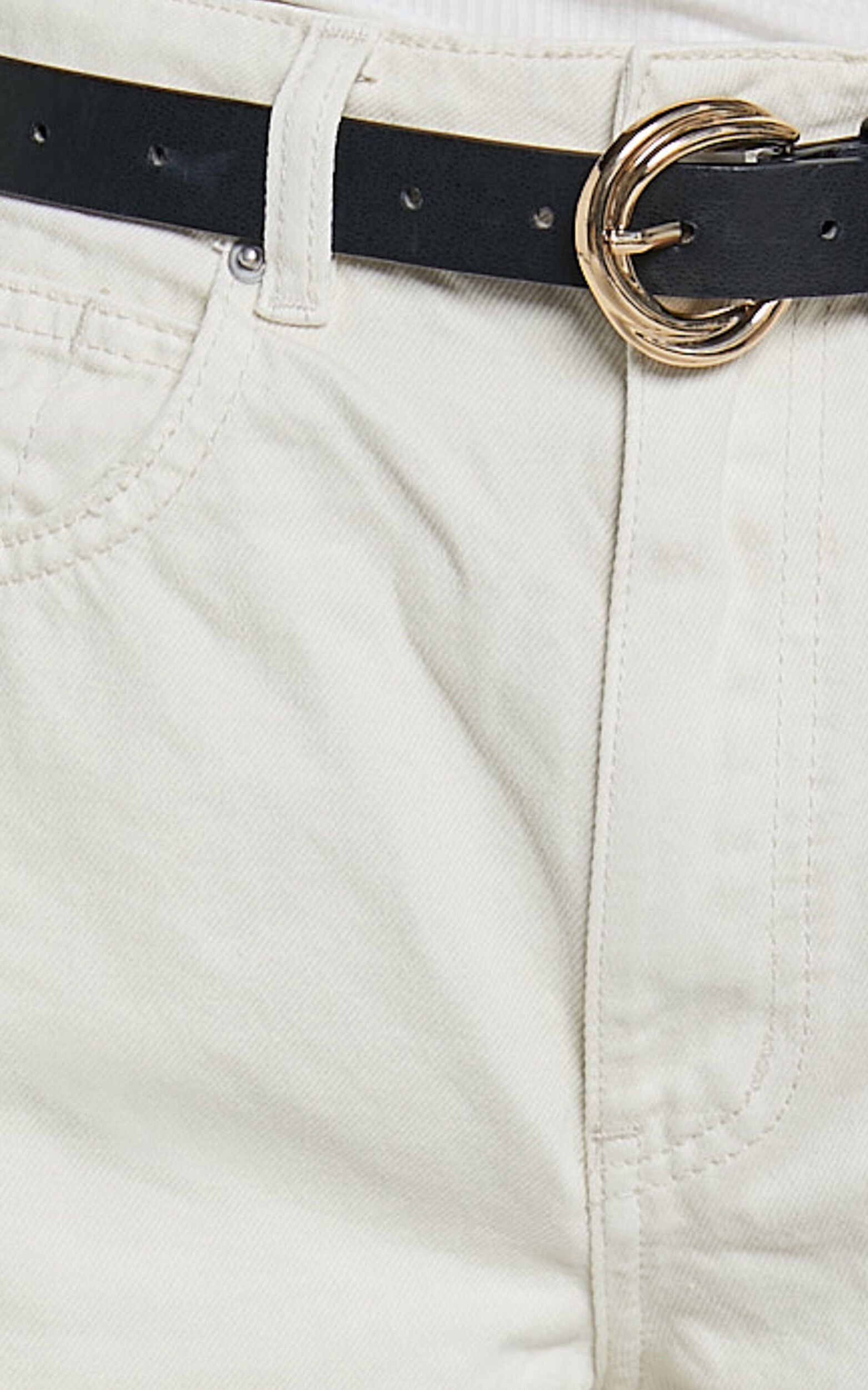 Mindae Shorts - Recycled Cotton Ripped Denim Shorts in Ecru