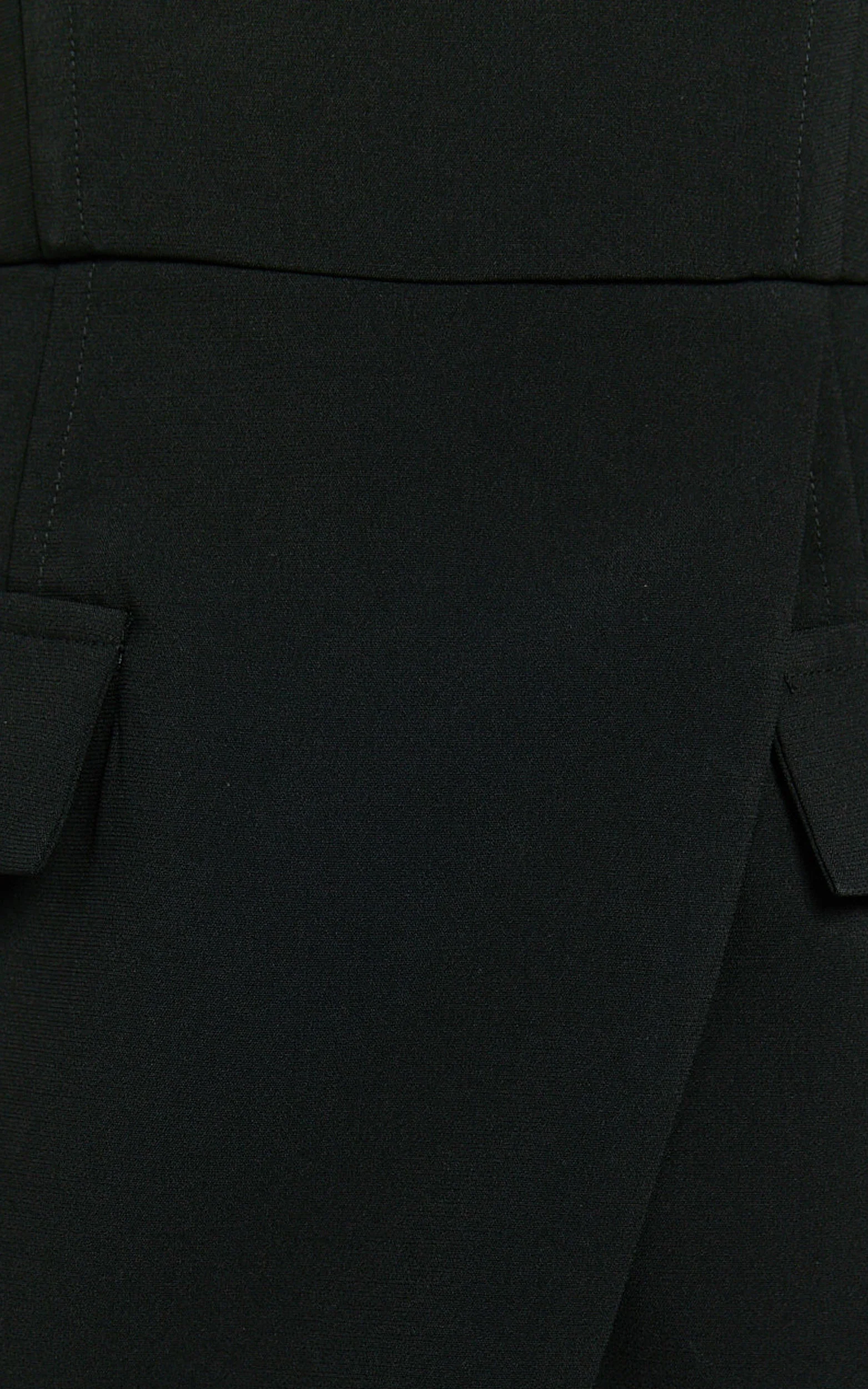 Garcia Midi Dress - Square Neck Wide Straps Fitted Wrap Skirt Dress in Black