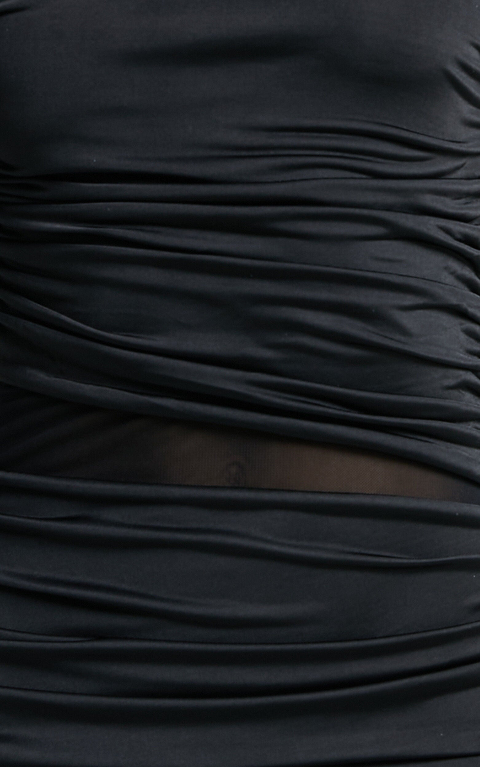 Sahara Midi Dress - Long Sleeve Mesh Dress in Black