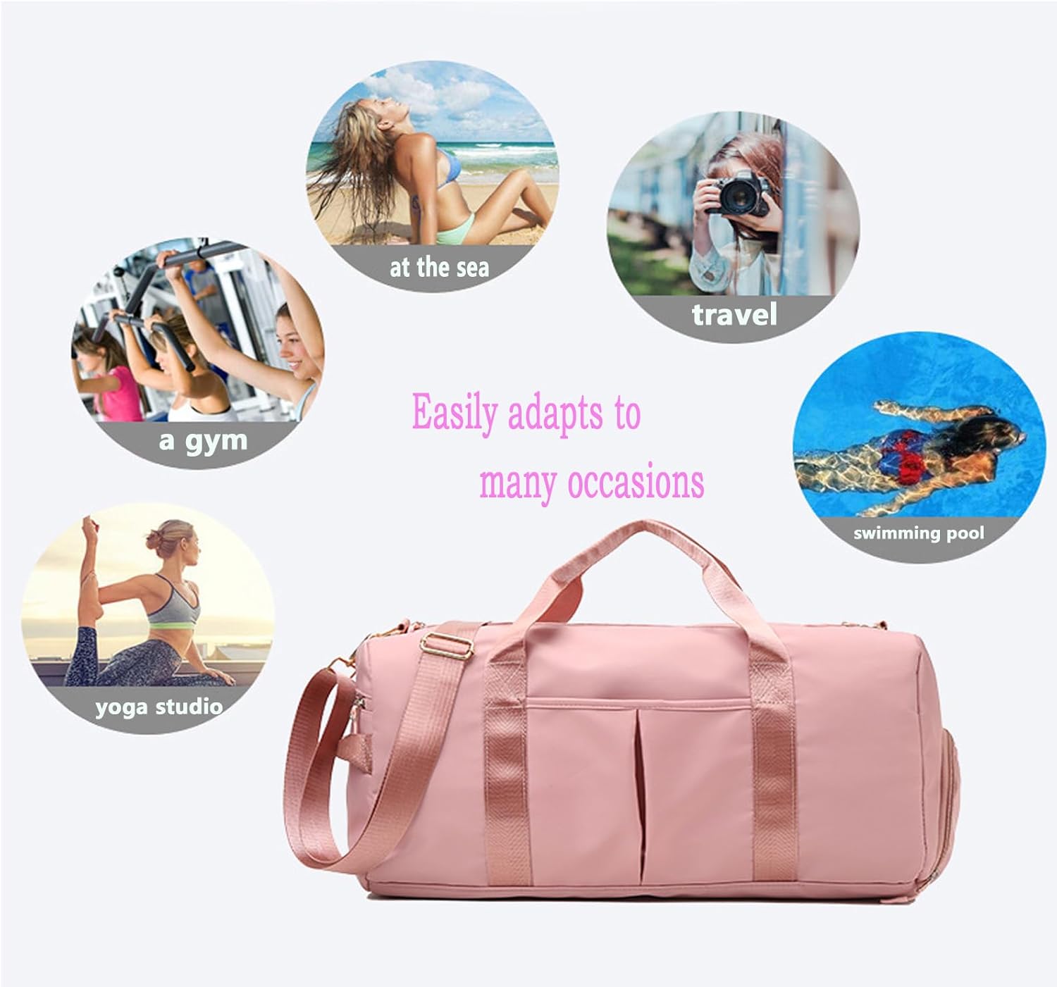 Small Gym Bag for Women and Men,Travel Bag, Duffle Bag & Gym Bag with Shoe Compartment, Weekender Overnight Bag, Carry on Bags for Airplane for Travel