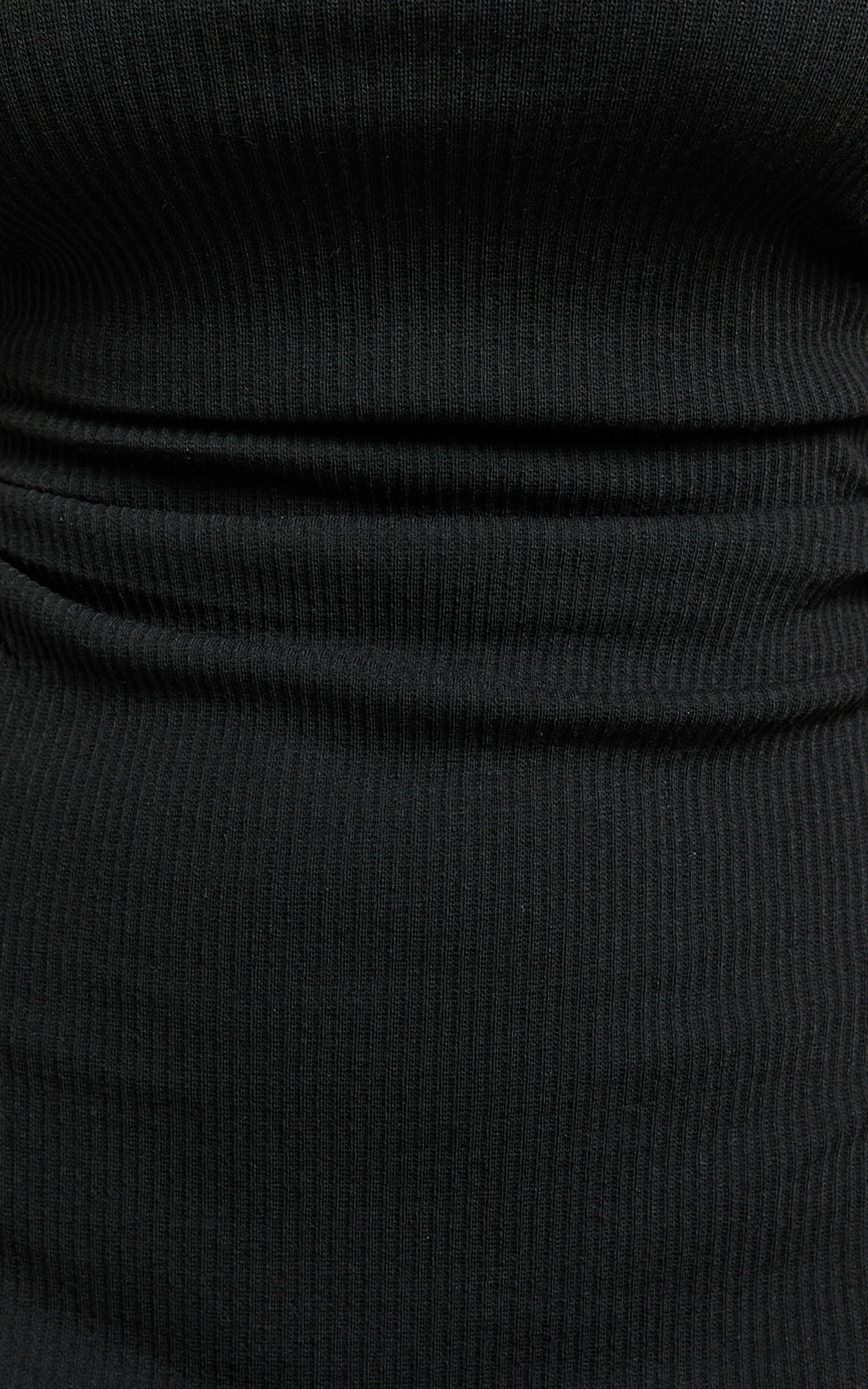 Sarina Midi Dress - Ribbed Scoop Neck Dress in Black