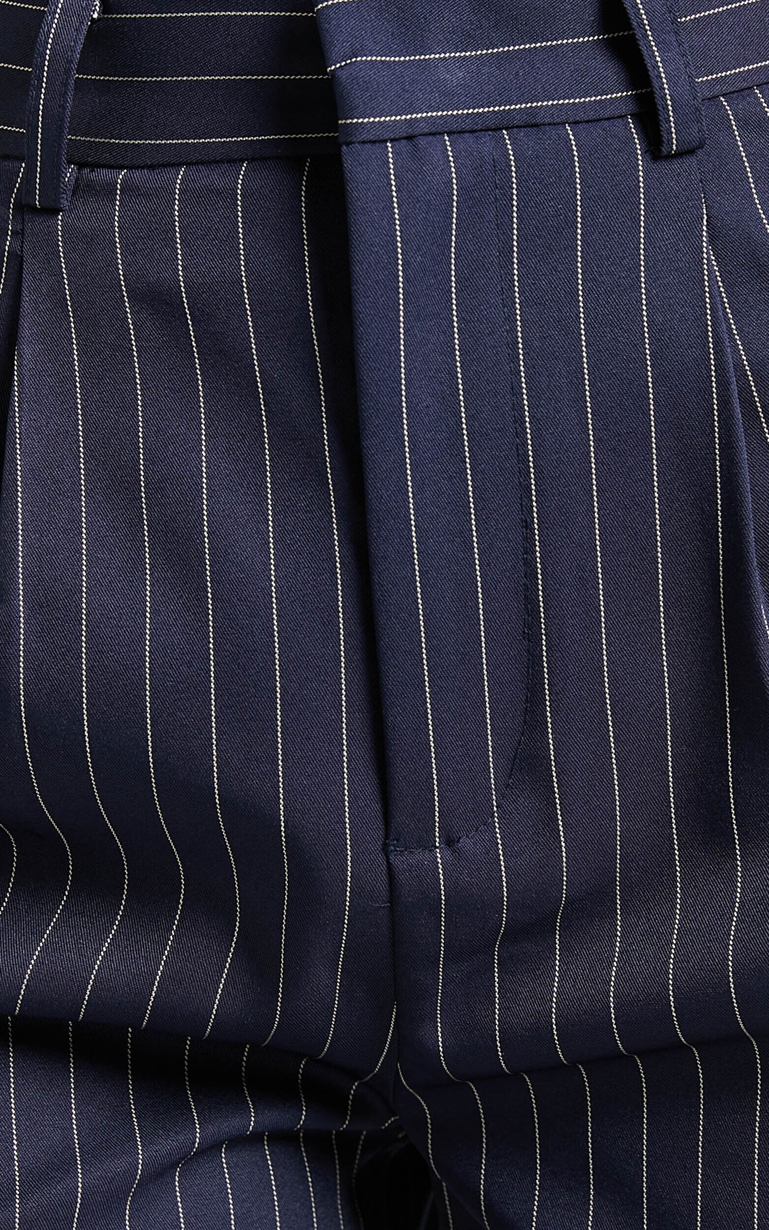 Iyah Pants - High Waisted Tailored Pants in Navy Pinstripe