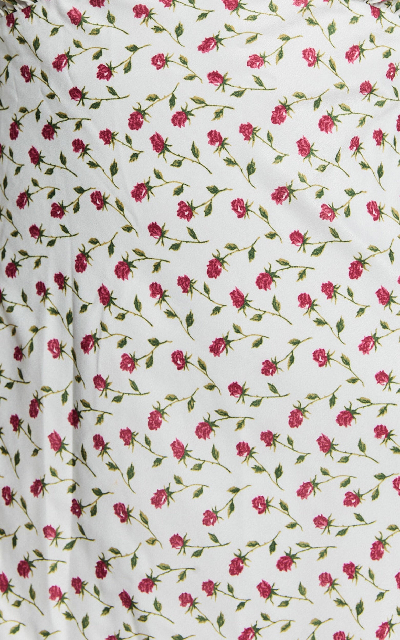 Elle Midi Dress - Ruched Bust Tie Strap Dress in White Floral