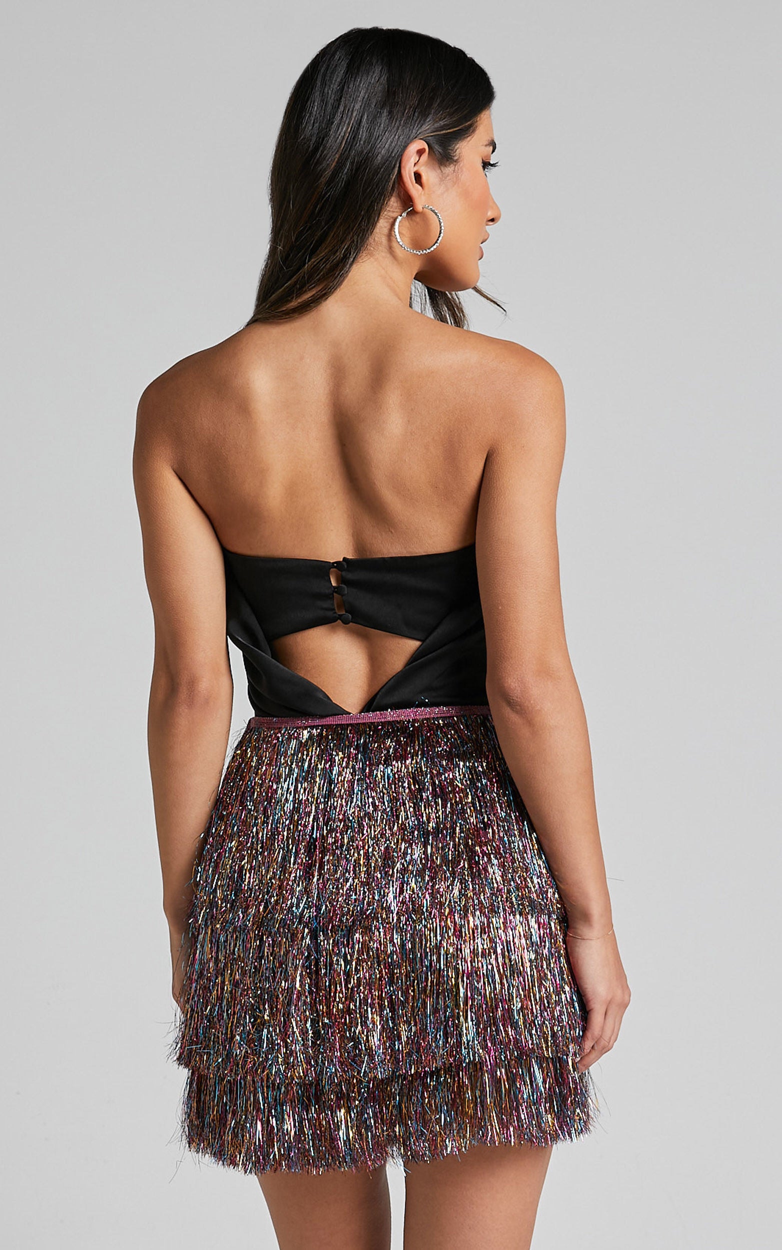 Jenalyn Skort - Fringe Layered Skort in Multi