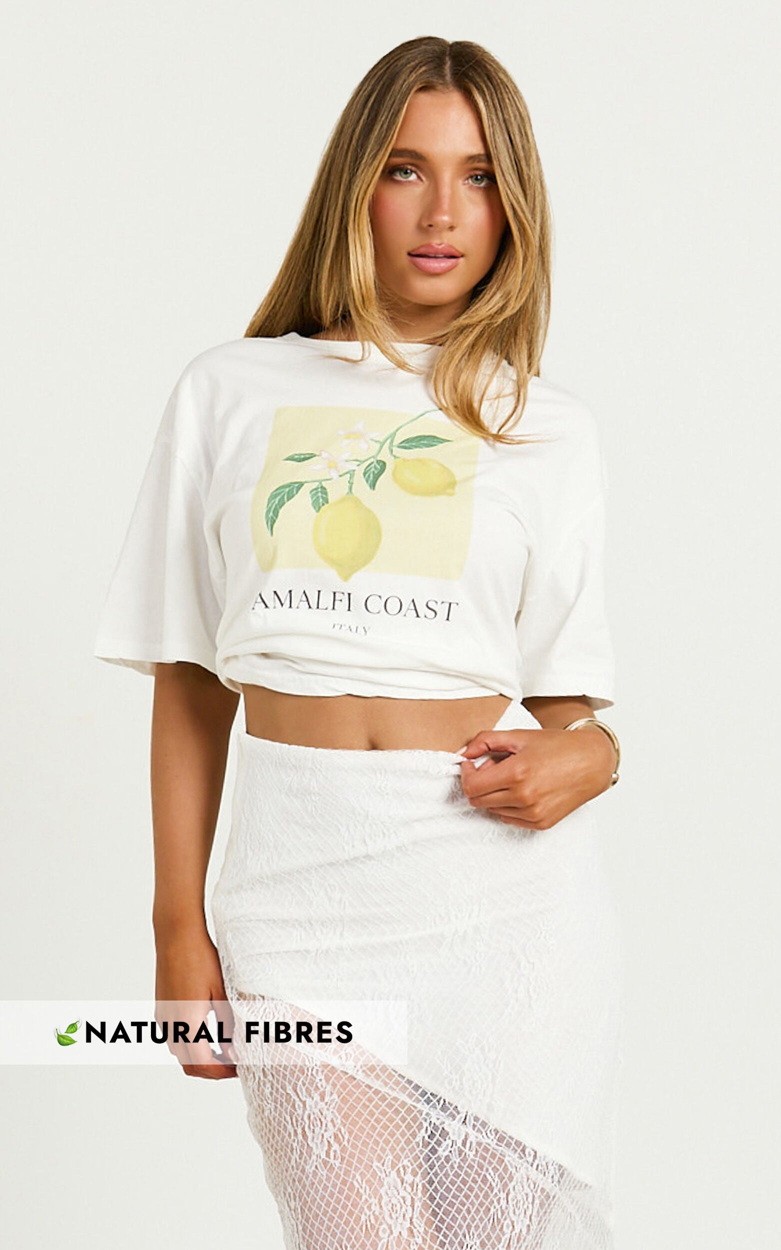 Joy Top - Oversized Amalfi Print T-Shirt in White