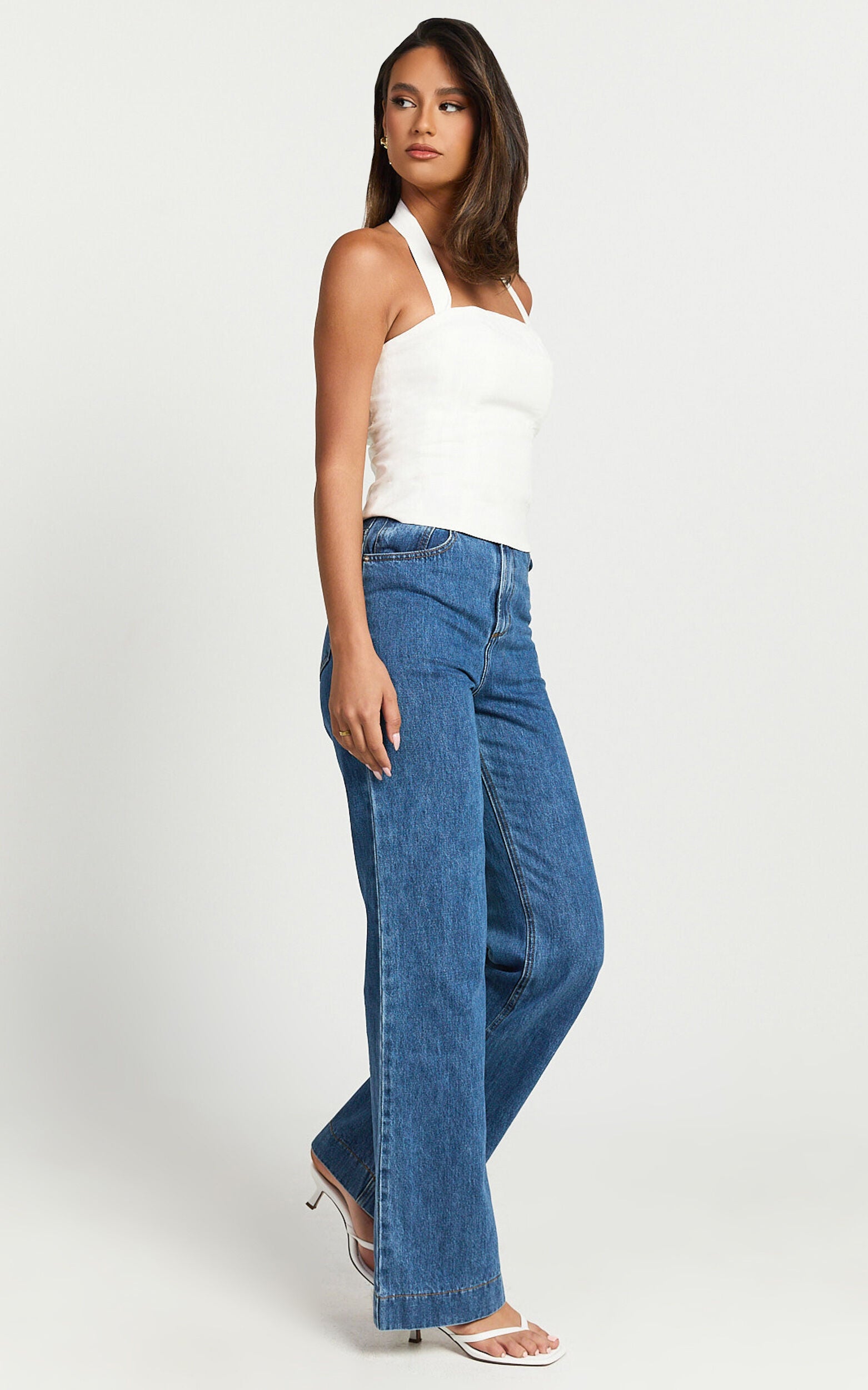 Mercy Top- Linen Square Neck Halter Top in White