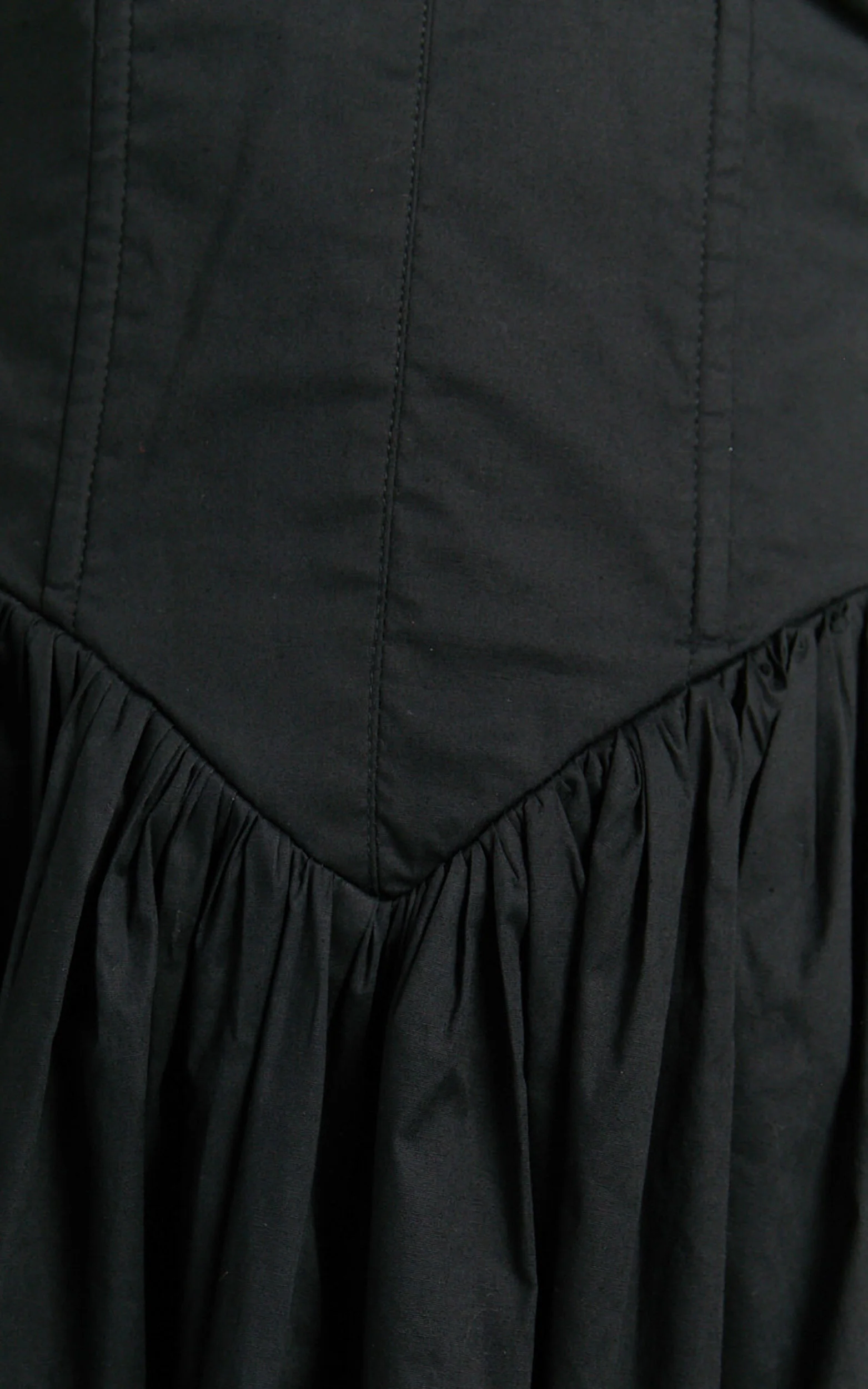 Beckett Midi Dress - Scoop Neck Drop V Waist Gathered Skirt Dress in Black