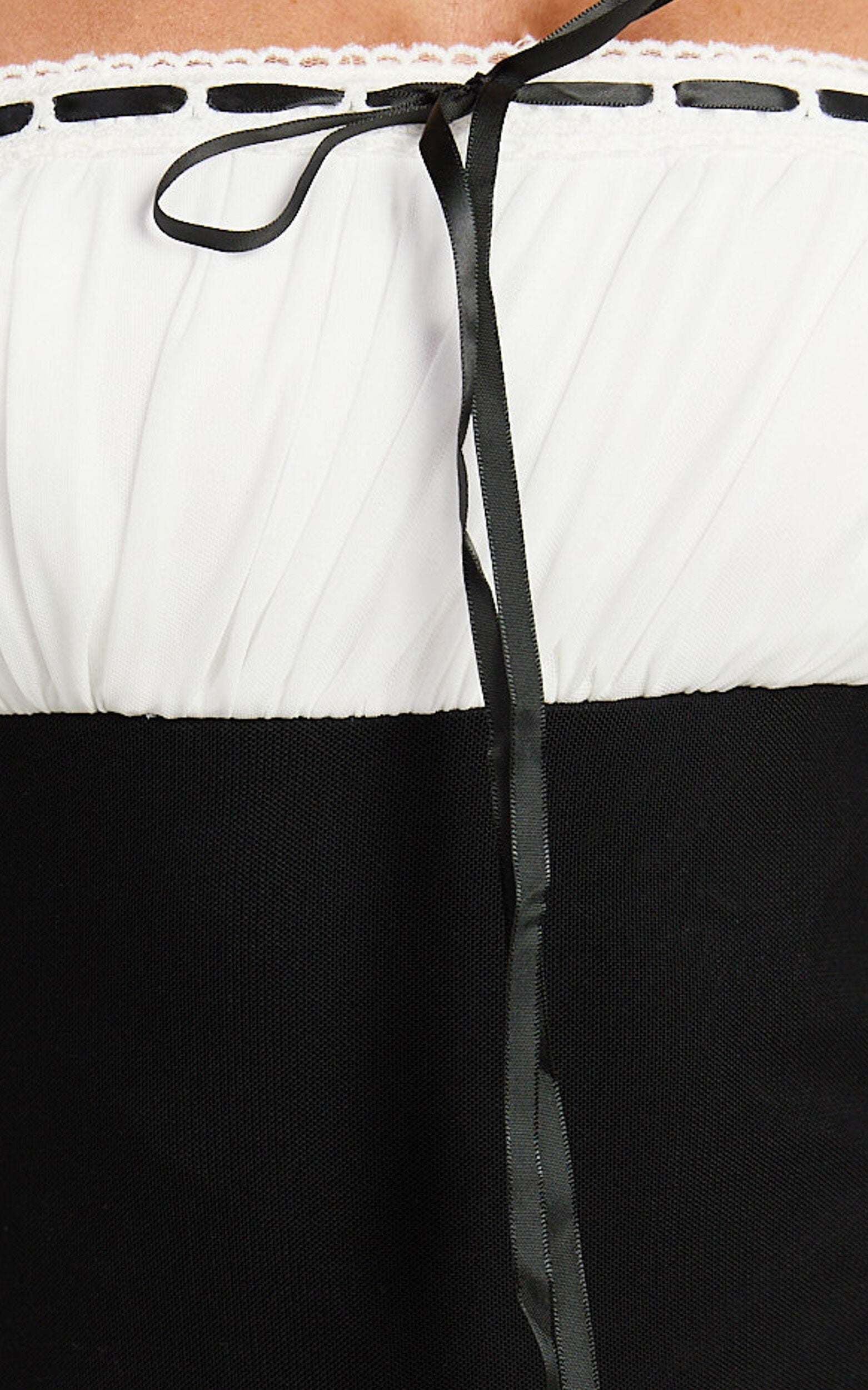 Emelia Midi Dress - Strappy Straight Neck Ruched Bust Dress in Black