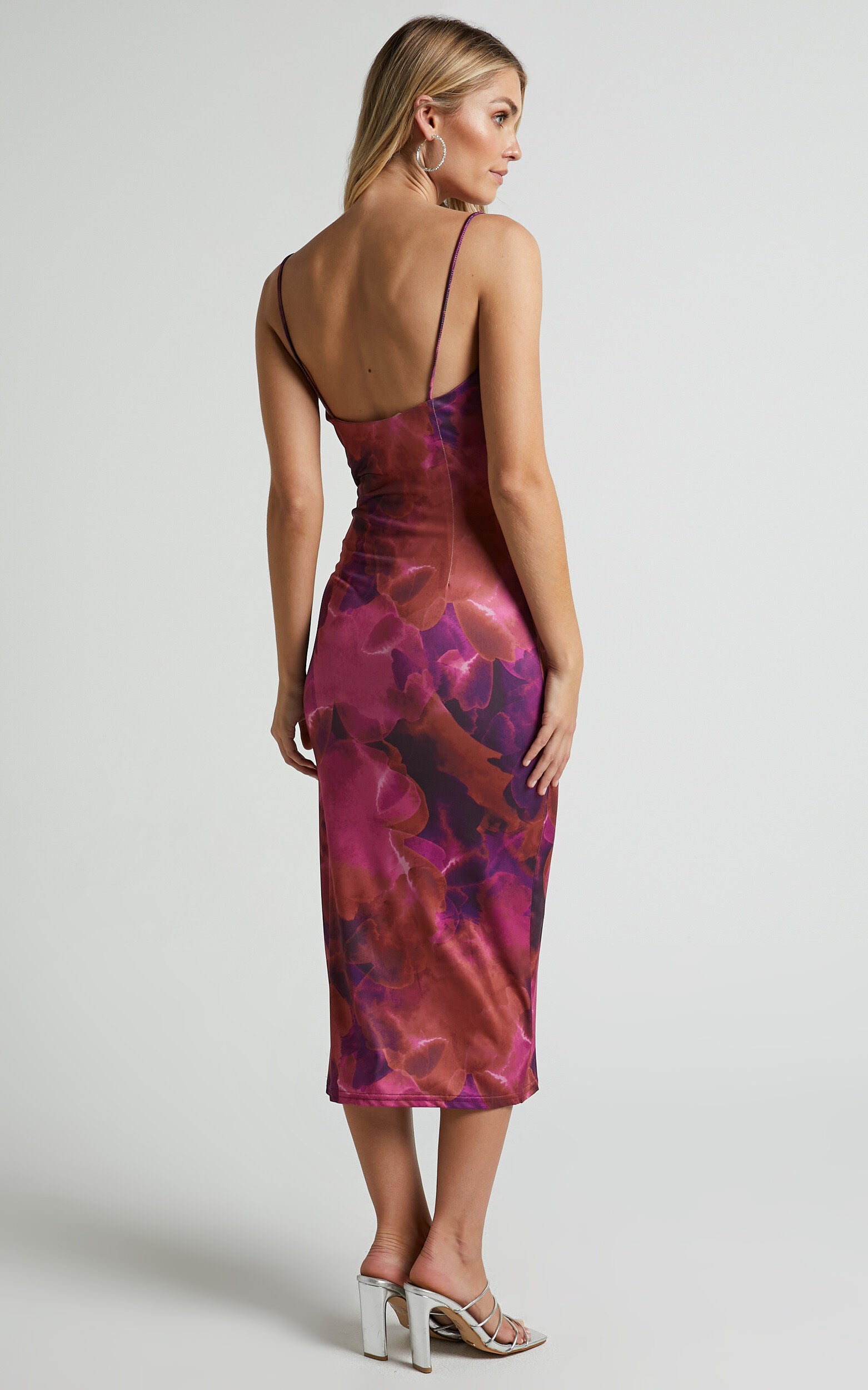 Rhaine Midi Dress - Cowl Bodycon Dress in Purple Haze