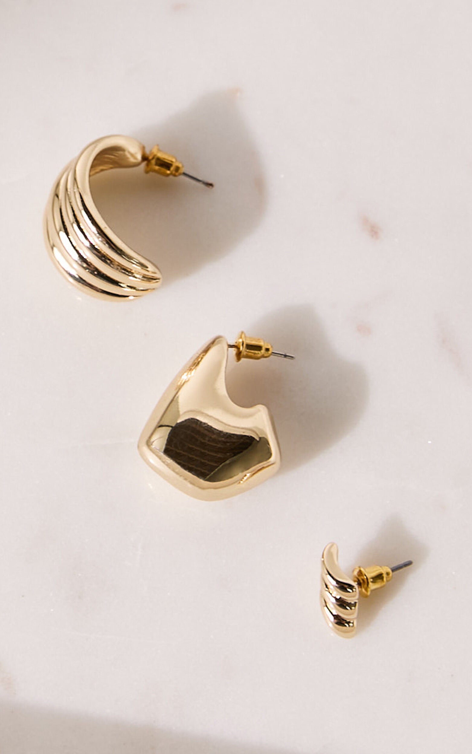 Michelle Three Pair Pack Earrings in Gold