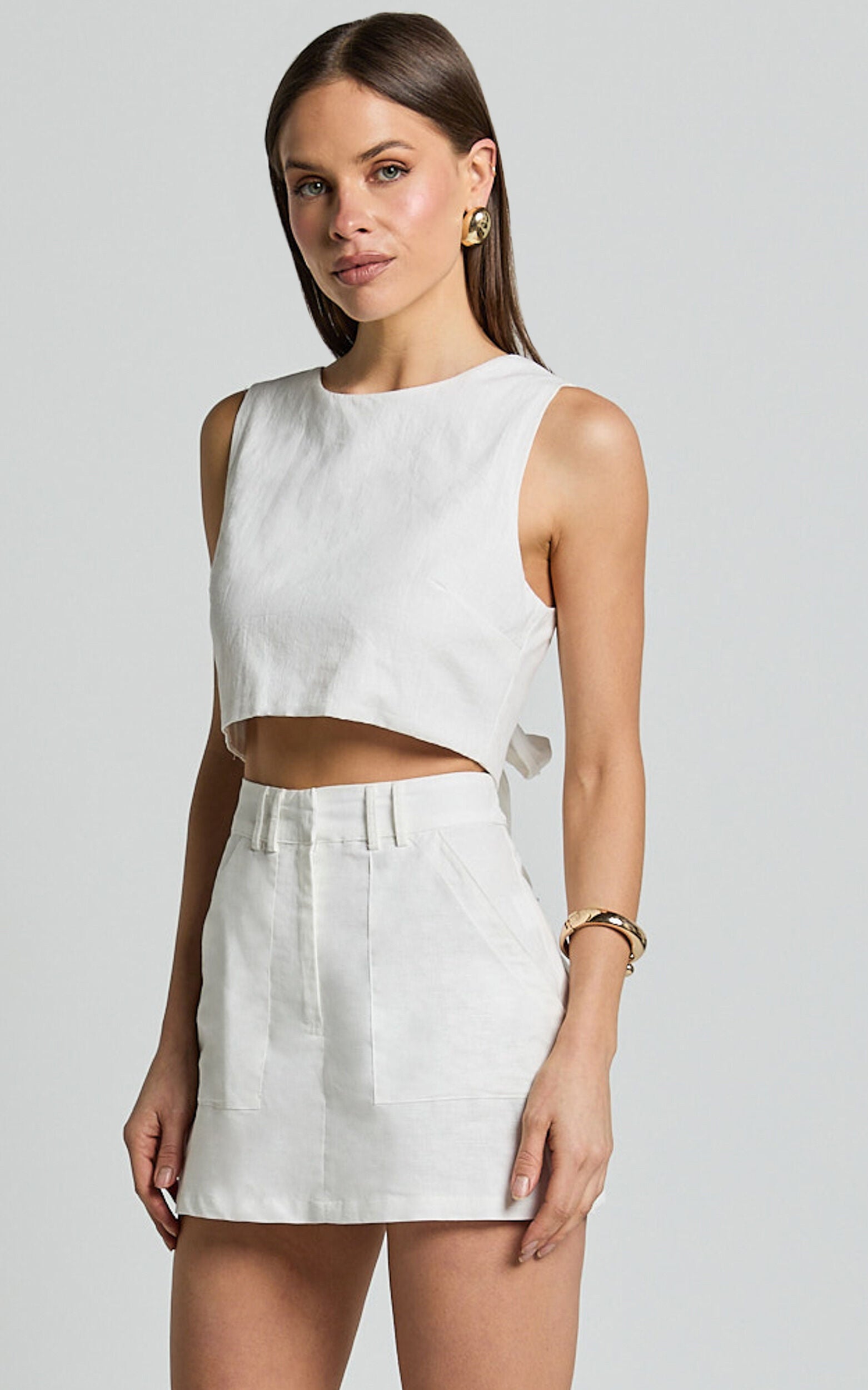 Dream Linen Skort - High Waisted A Line Skort in Off White