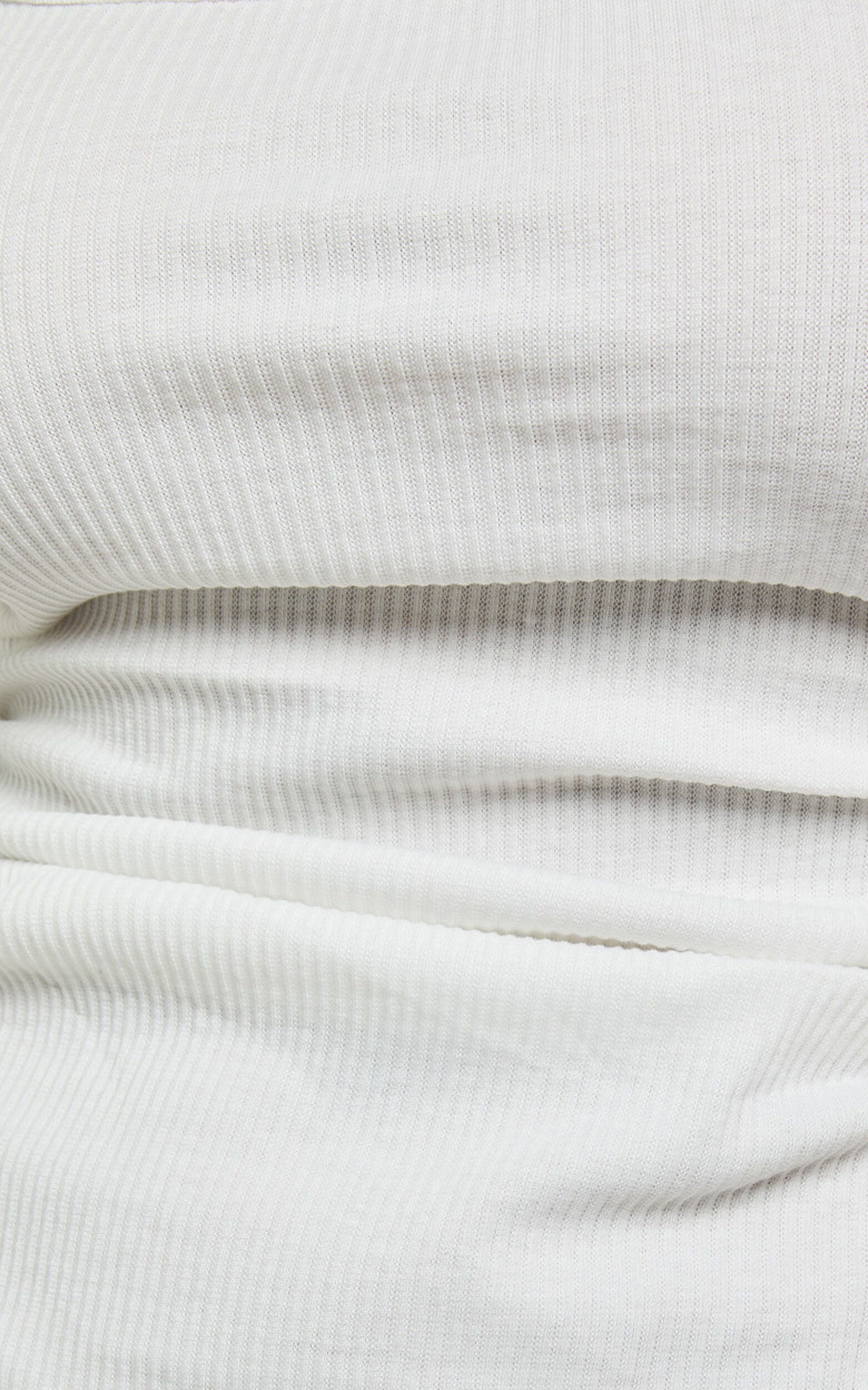 Sarina Midi Dress - Ribbed Scoop Neck Dress in White