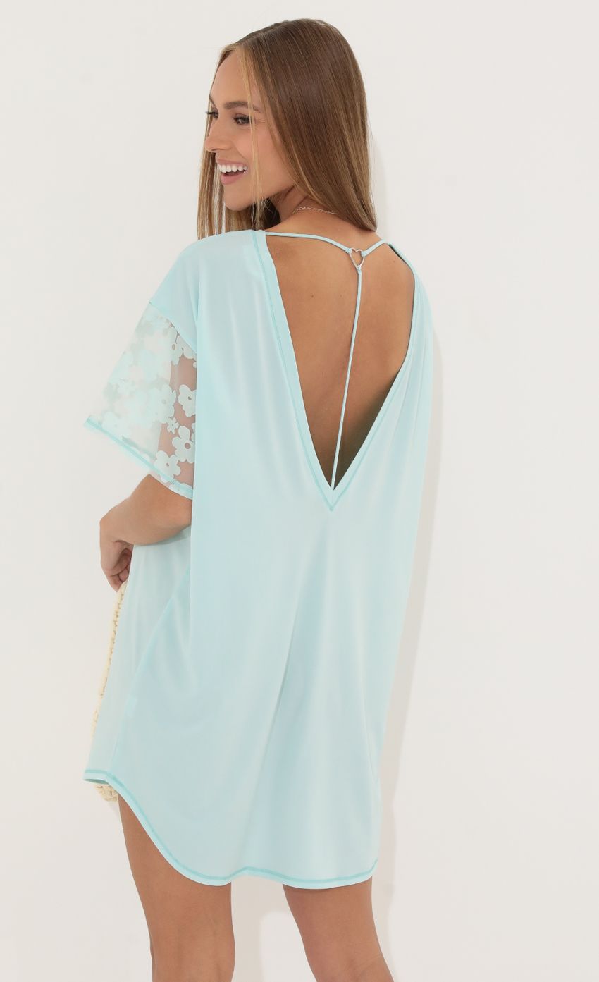 Shirt Dress in Teal Flowers