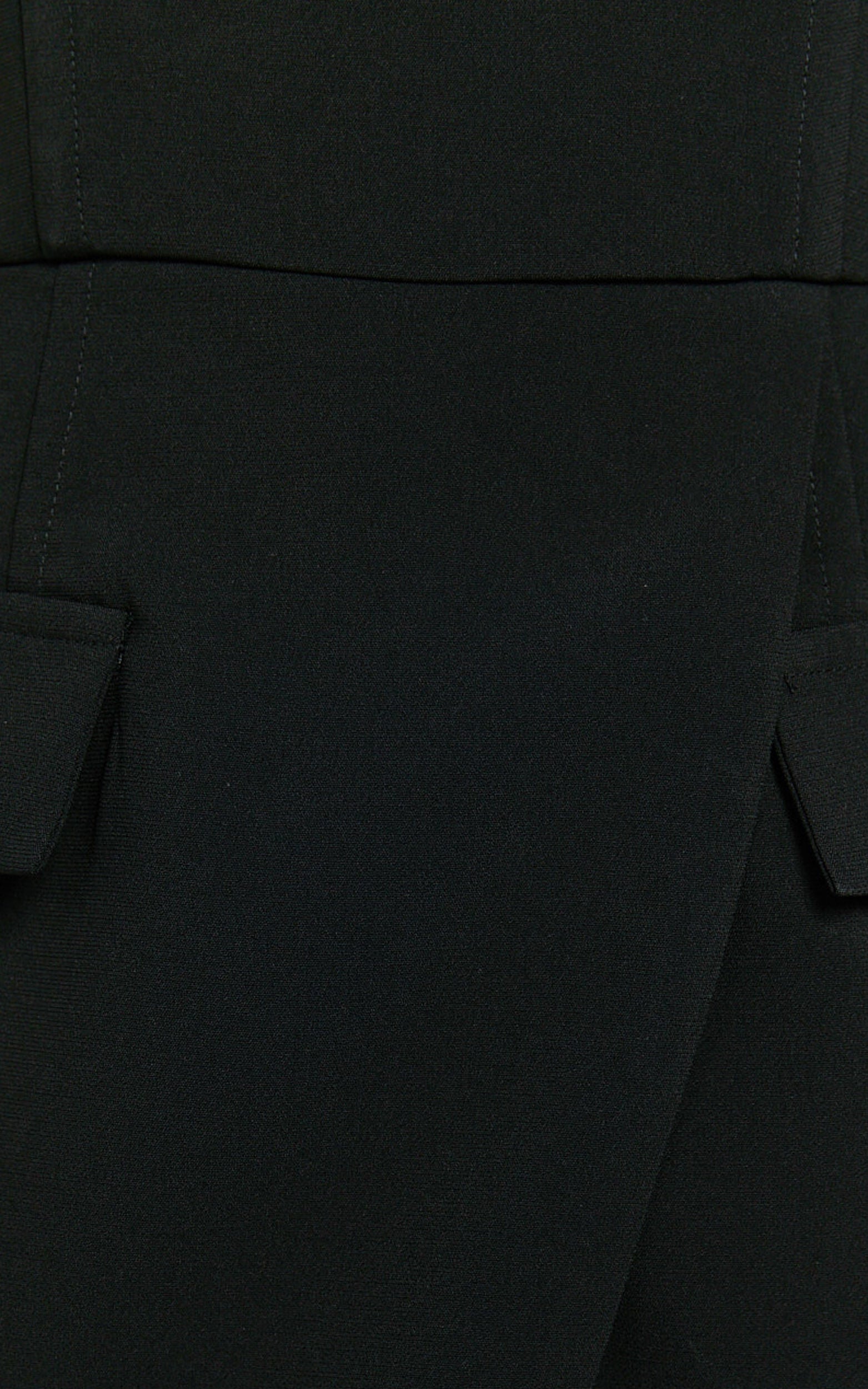 Garcia Midi Dress - Square Neck Wide Straps Fitted Wrap Skirt Dress in Black