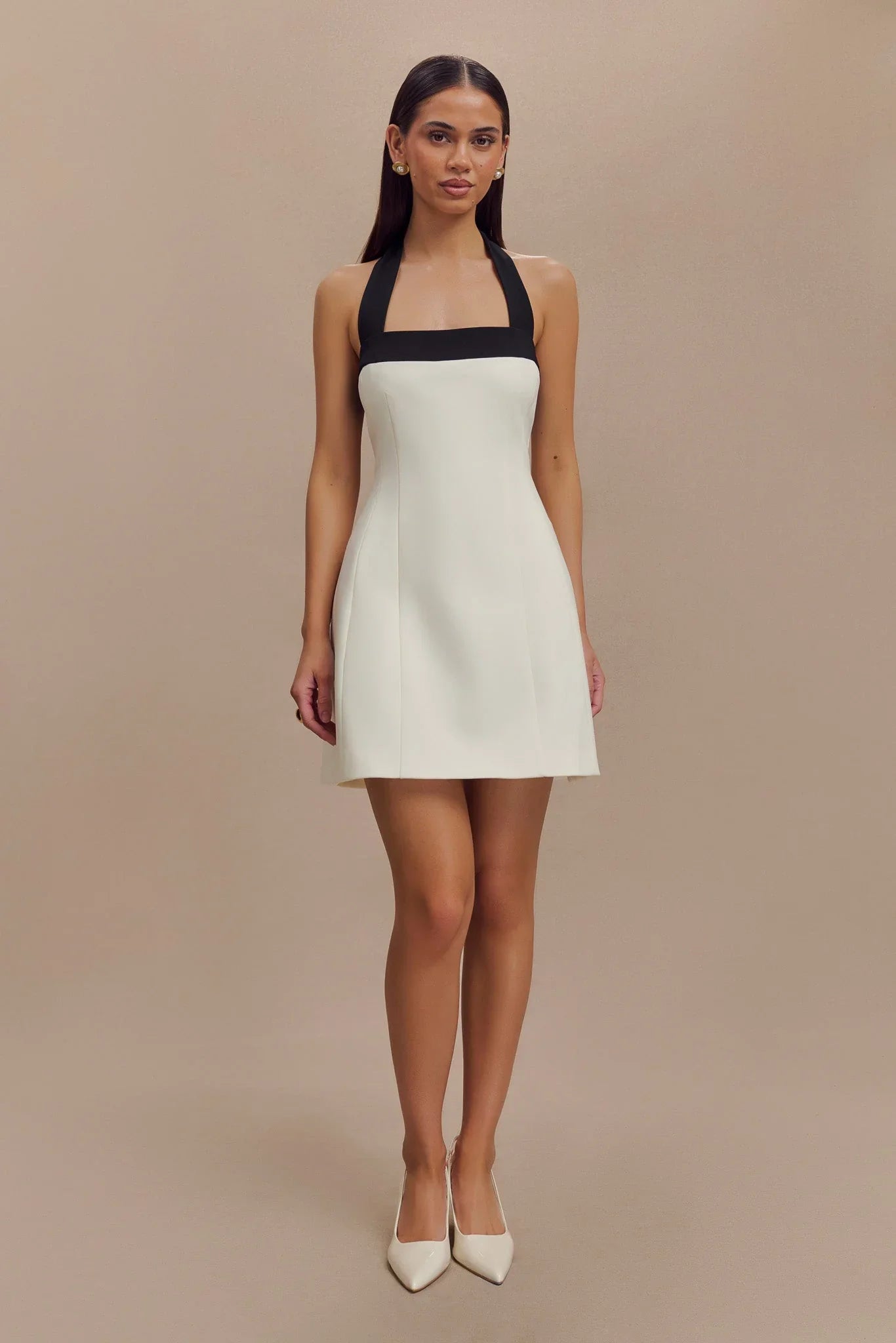 Cara Contrast Suiting Mini Dress - Black/White