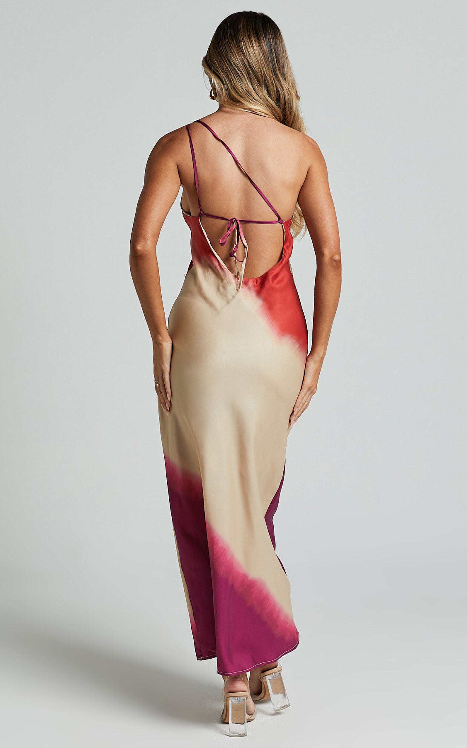 Marnie Midi Dress - One Shoulder Dress in Pink Ombre