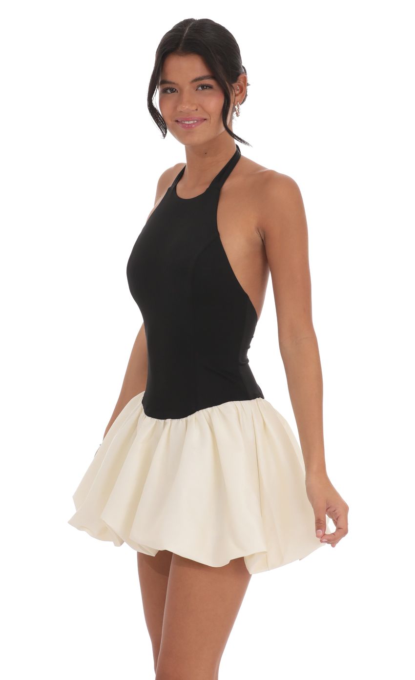 Halter Bubble Dress in Black and White