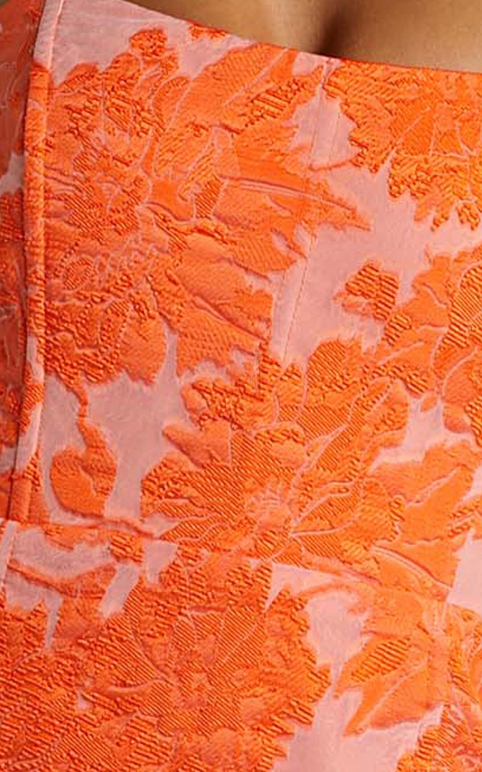 Brailey Mini Dress - Strapless Dress in Orange Jacquard