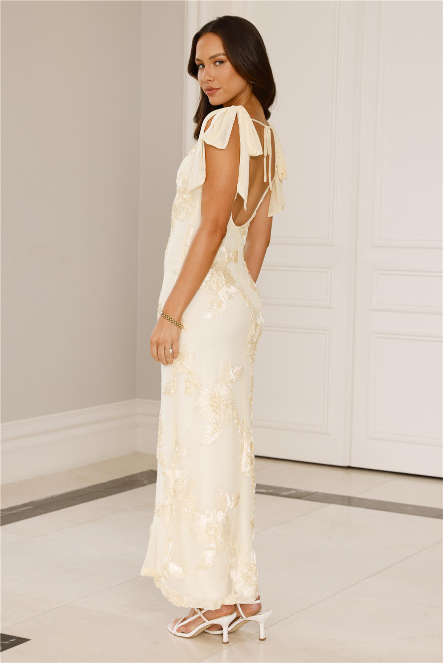 Golden Doll Mesh Maxi Dress Yellow