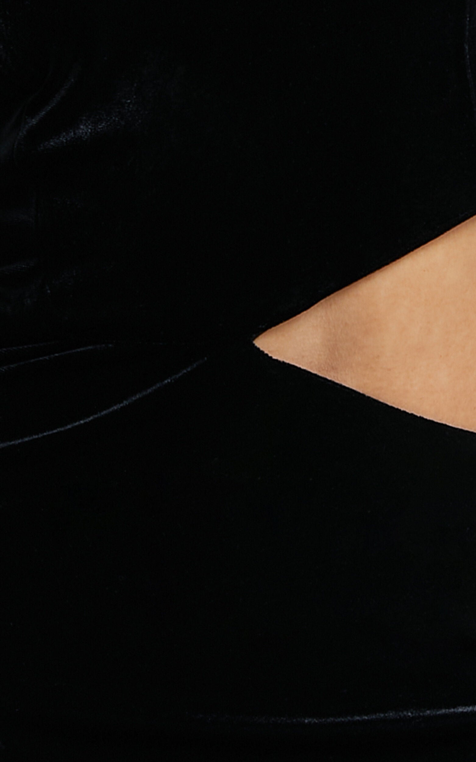 Gabbie Maxi Dress - Velvet One Shoulder Cut Out Dress in Black