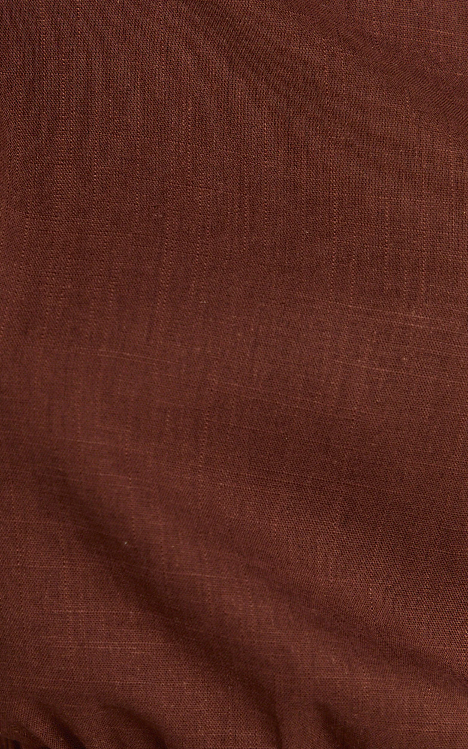 Collins Midi Skirt - Linen Look High Waisted Linen Look Bias Slip Skirt in Chocolate