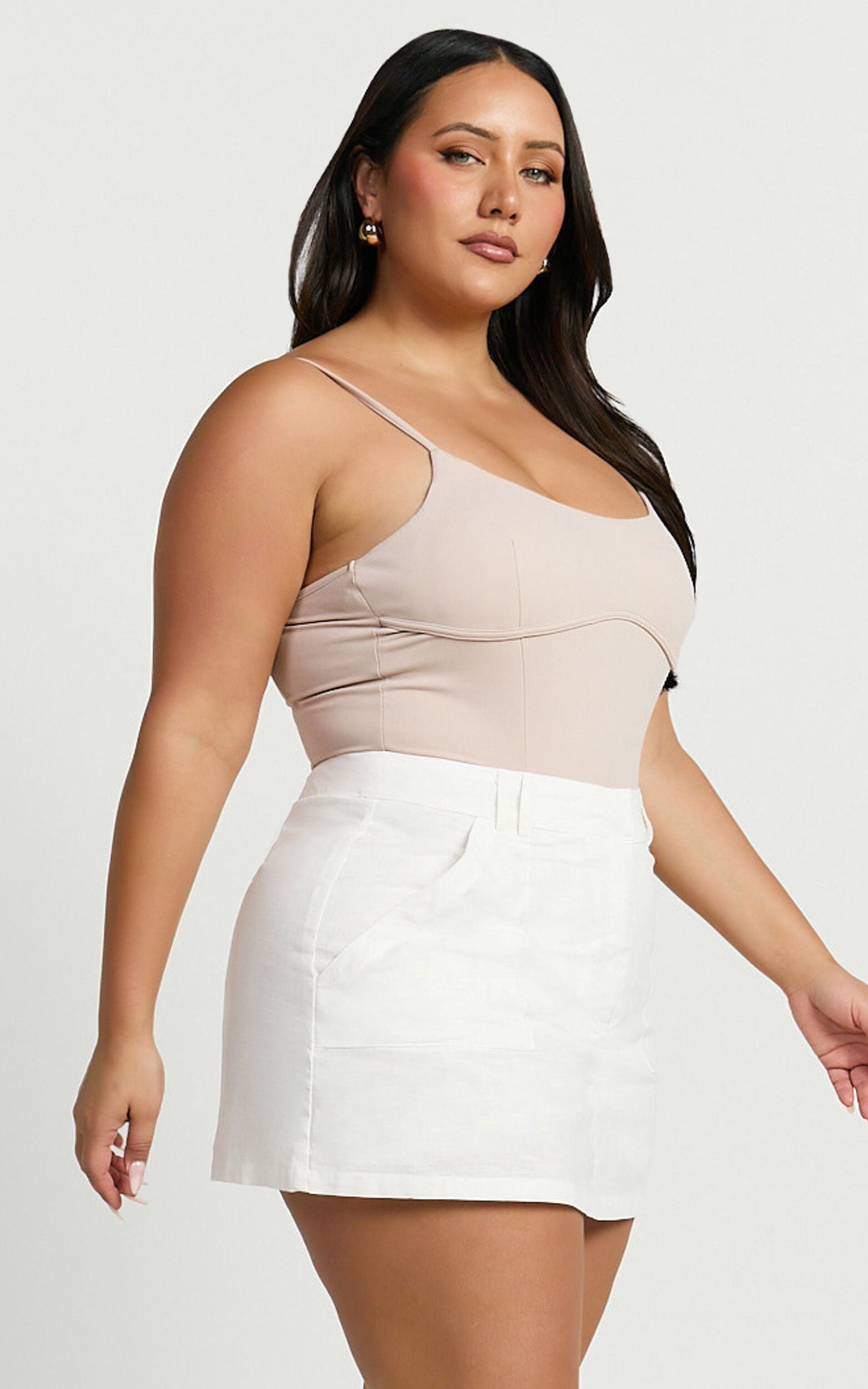 Dream Linen Skort - High Waisted A Line Skort in Off White