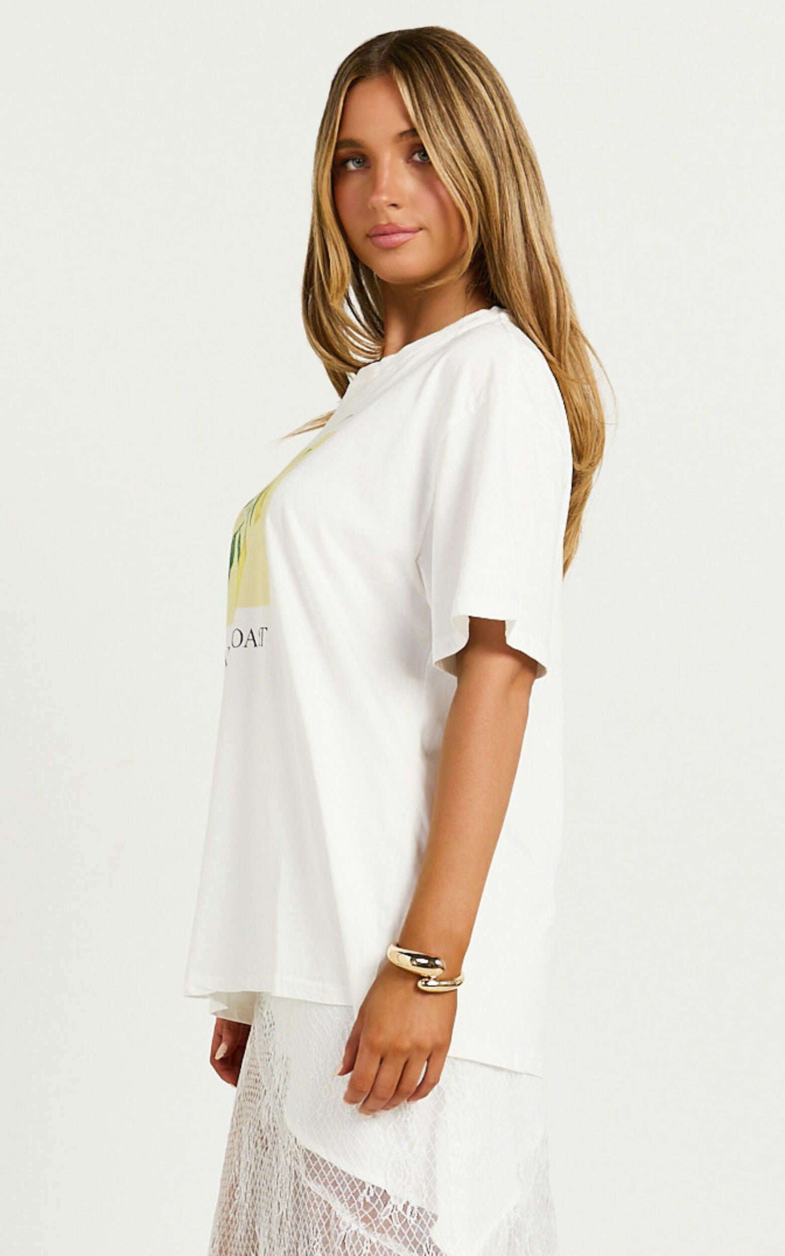 Joy Top - Oversized Amalfi Print T-Shirt in White