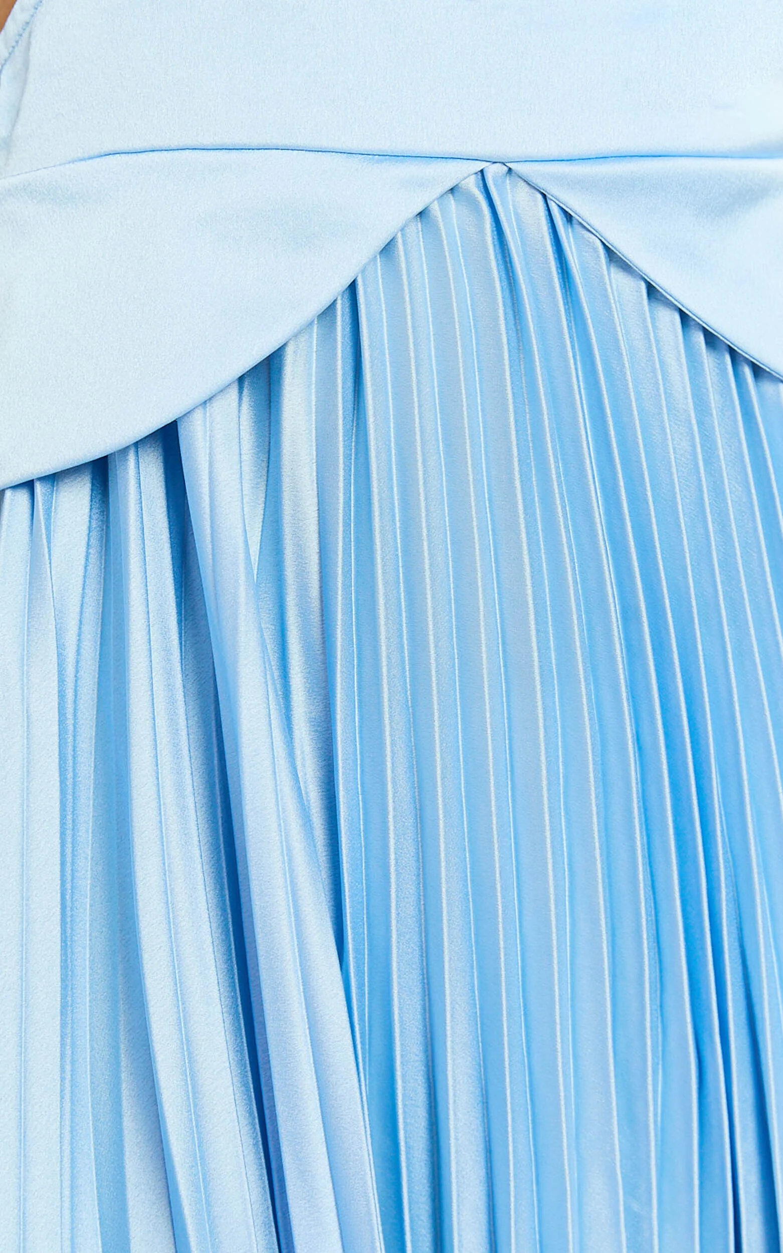 Shay Maxi Dress - Sweetheart Cut Out Pleated Dress in Blue