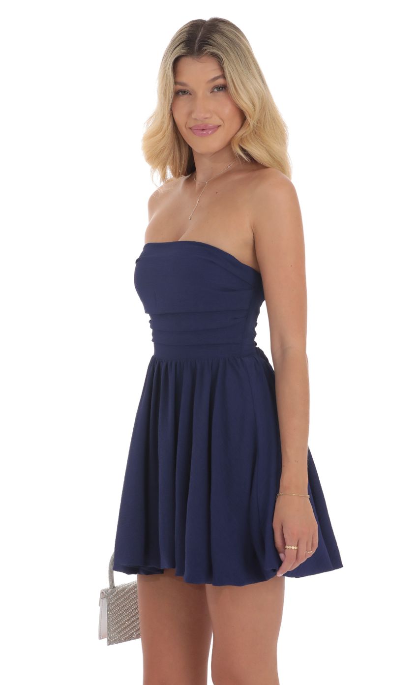 Strapless Bubble Dress in Indigo