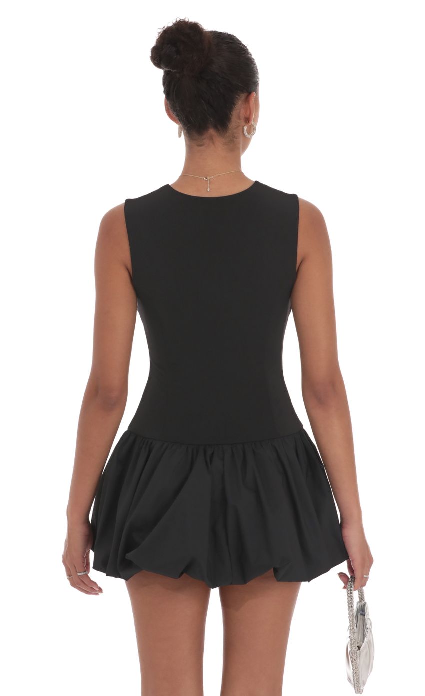 High Neck Bubble Dress in Black