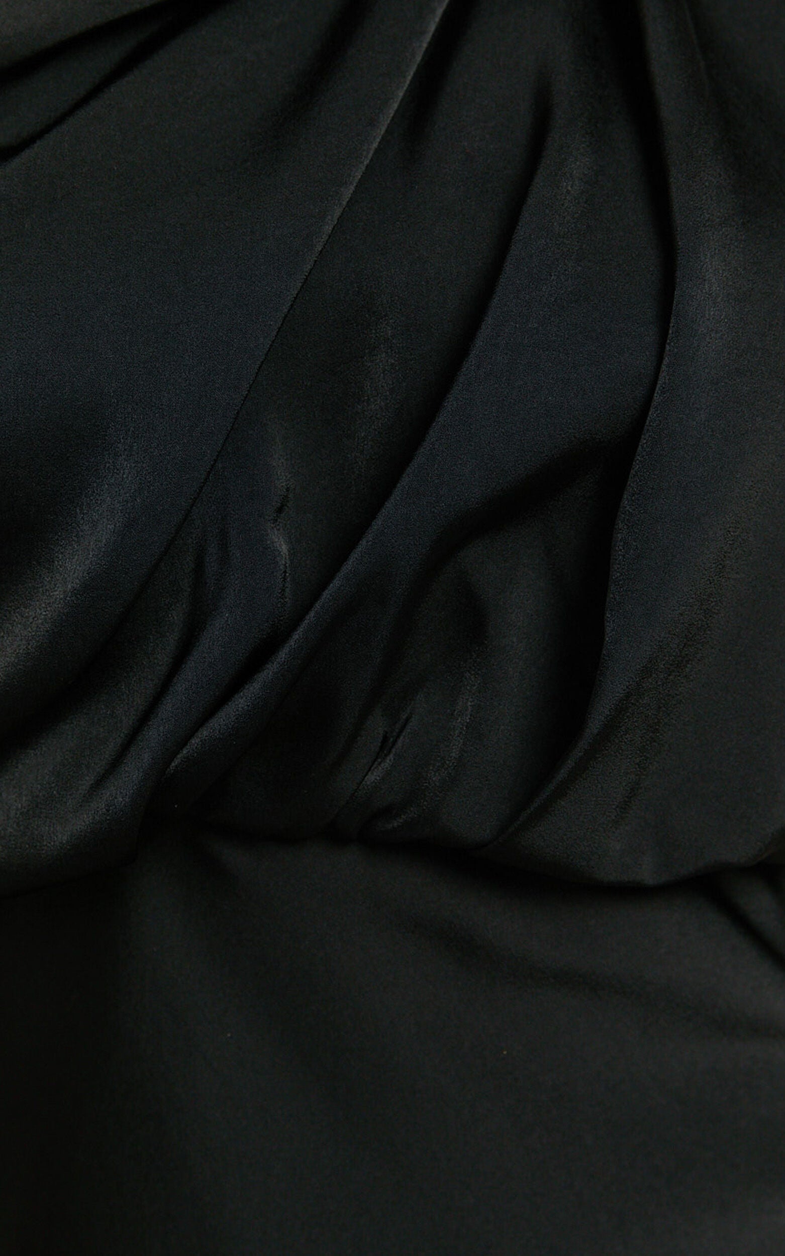 Schantal Mini Dress - Drape Neck Satin Slip Dress in Black