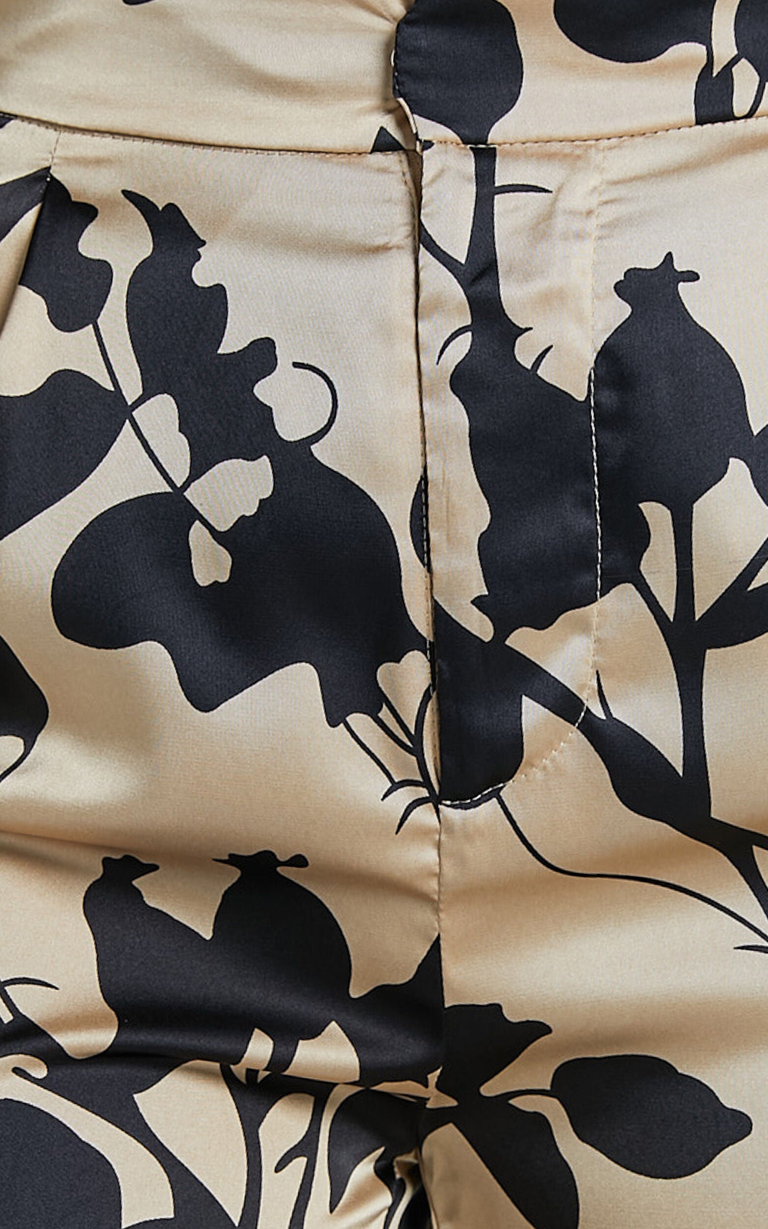 Laila Pants - High Waisted Wide Leg Pants in Black and Cream Print