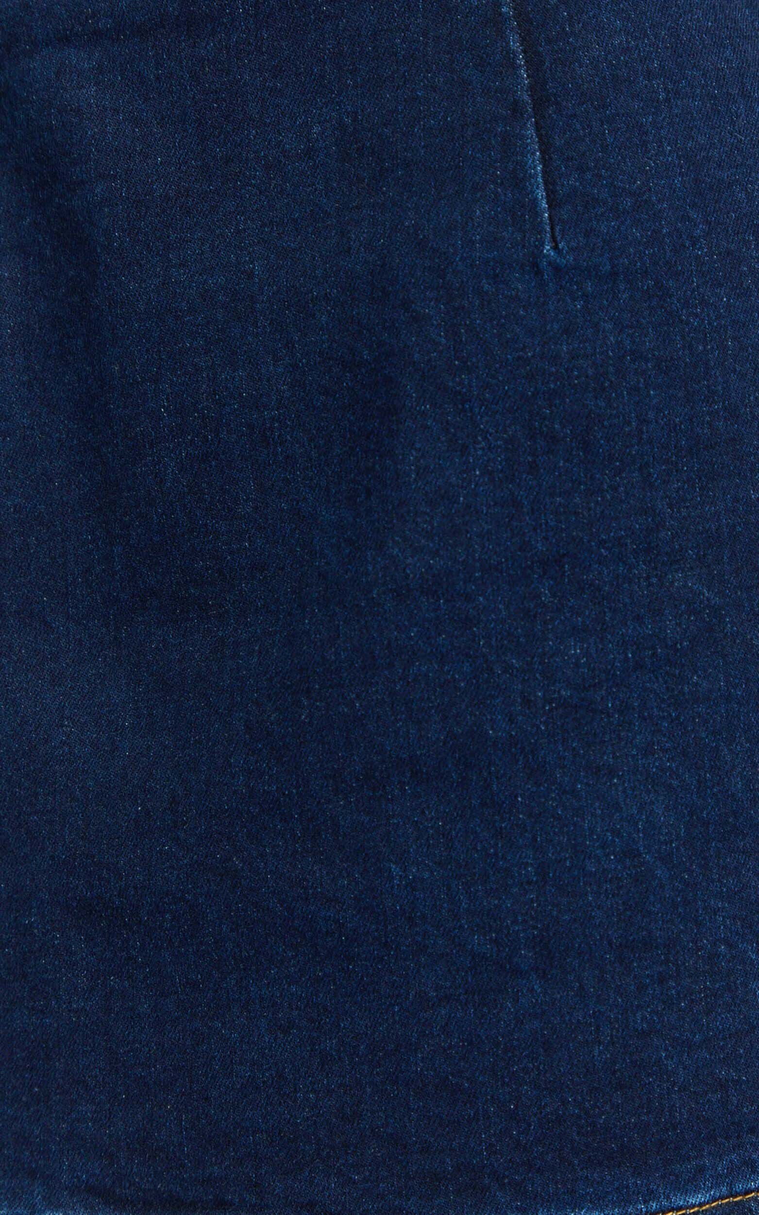 Paige Mini Skirt - High Waisted Denim Skirt in Dark Blue Wash