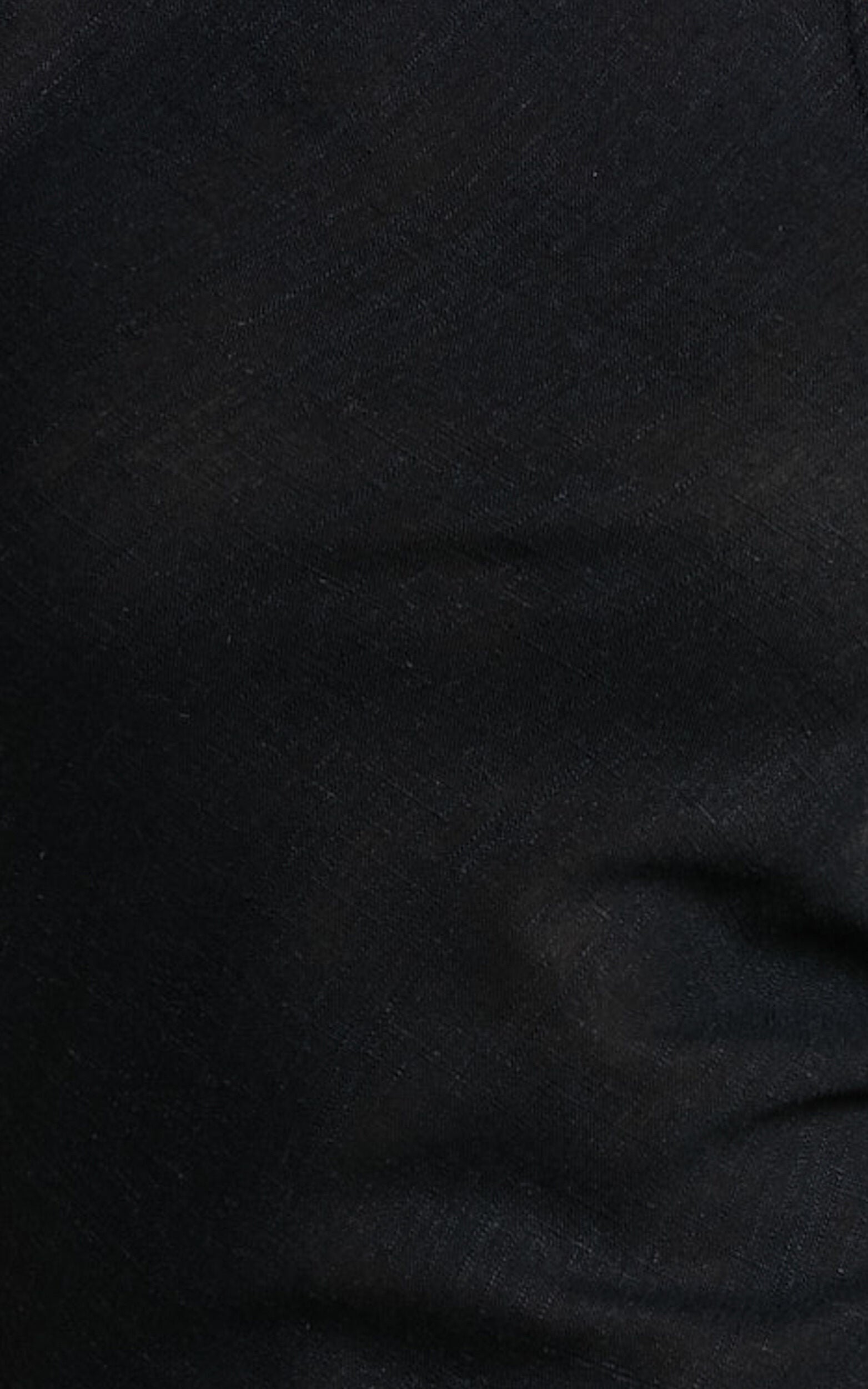 Fernley Midi Dress - Linen Racer Neck Slip Dress in Black