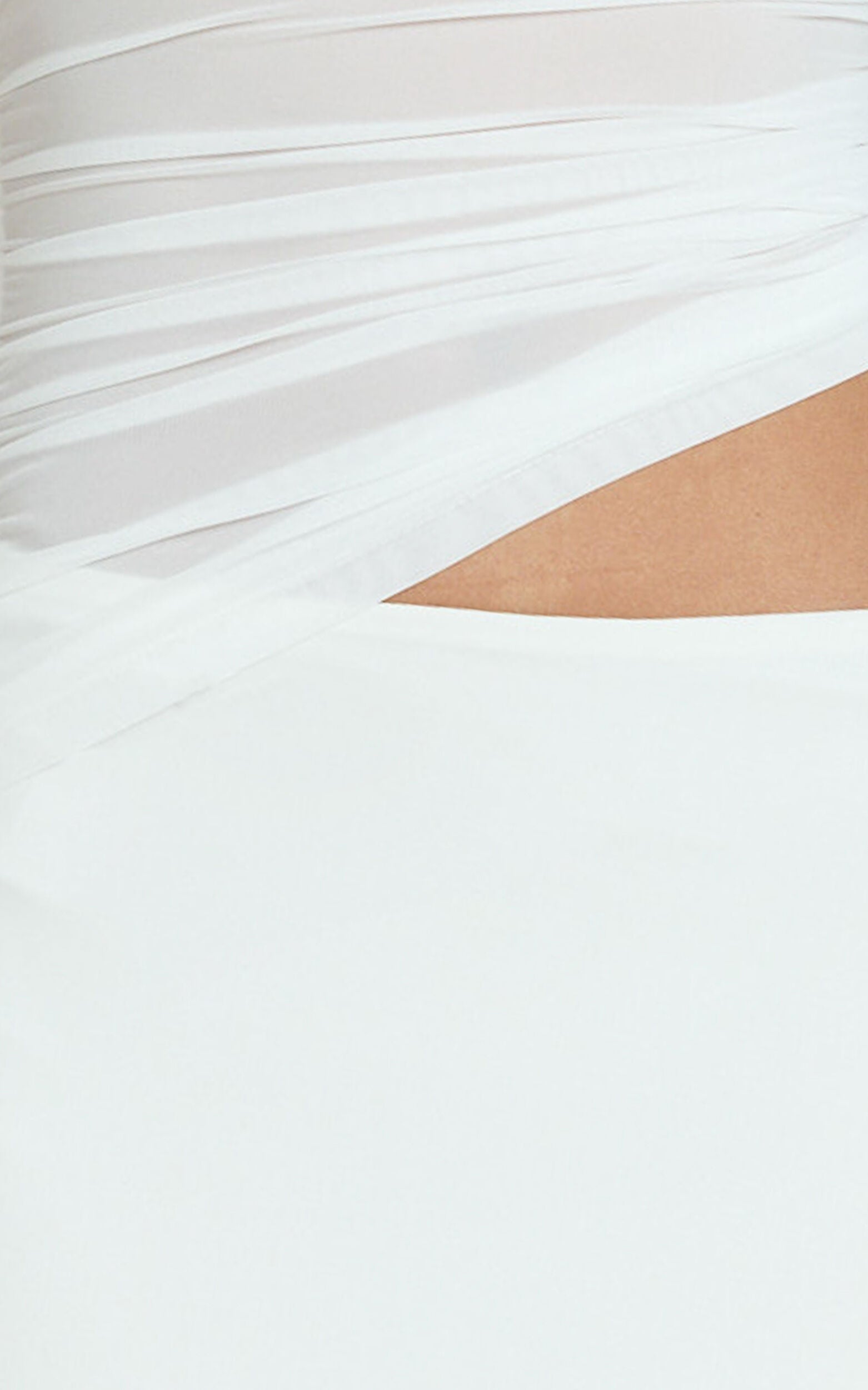 Emilla Midi Dress - Ruched Bodice Dress in Vanilla