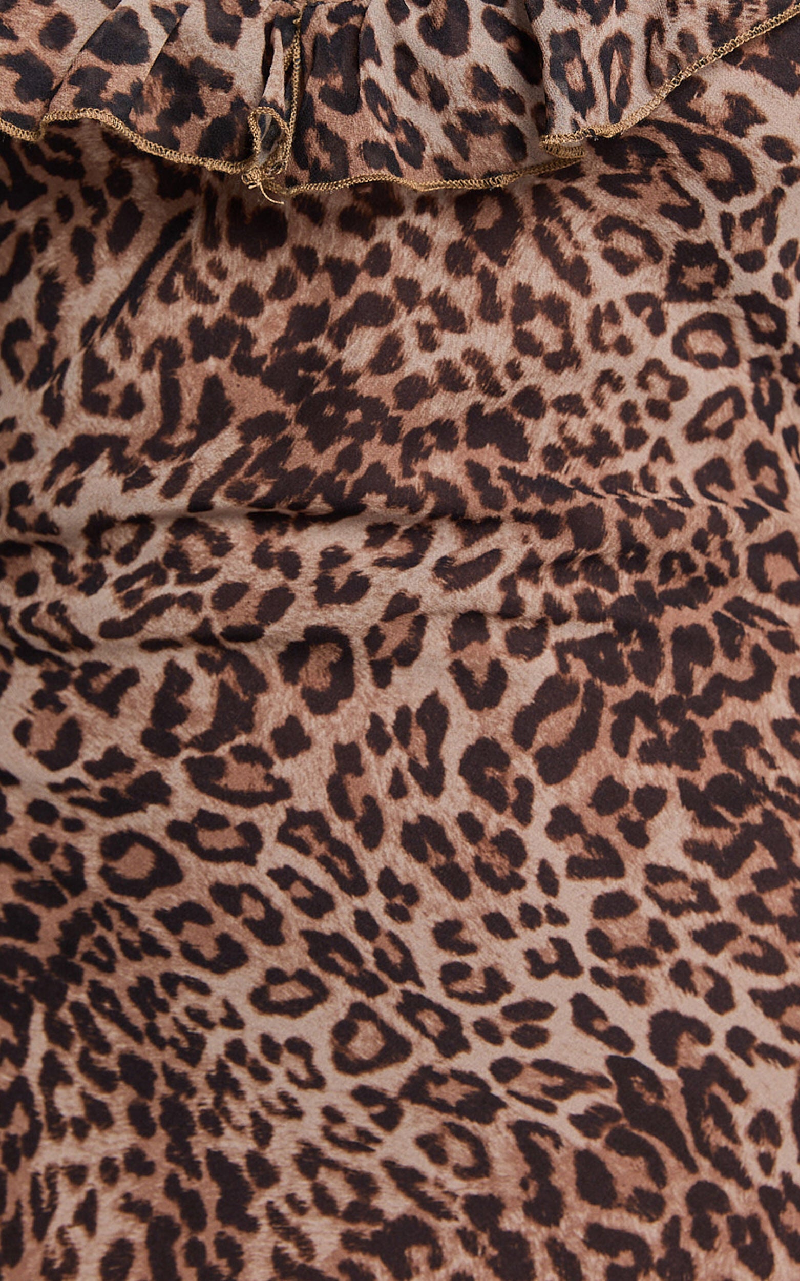 Riley Maxi Dress - Asymmetric Ruffle Detail Maxi Dress in Tonal Leopard