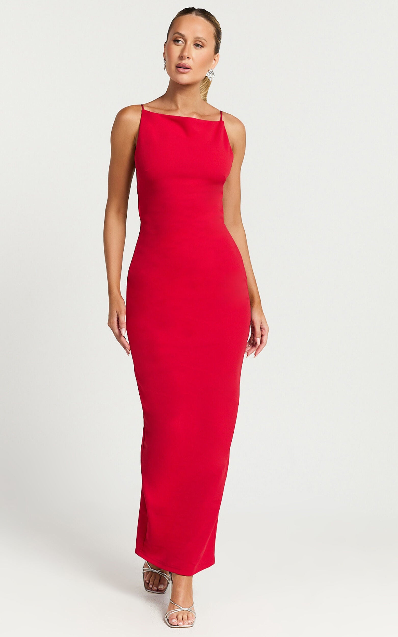 Ralphie Midi Dress - Backless Slip Dress in Red